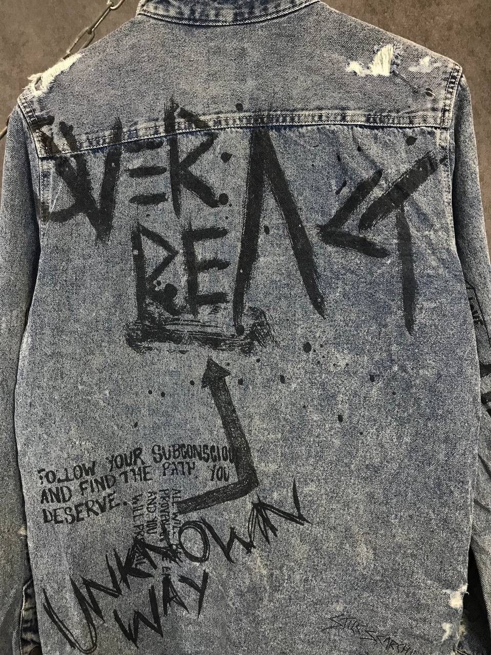 Zara Zara Man art crazy distressed denim shirt Size US S / EU 44-46 / 1 - 6 Thumbnail