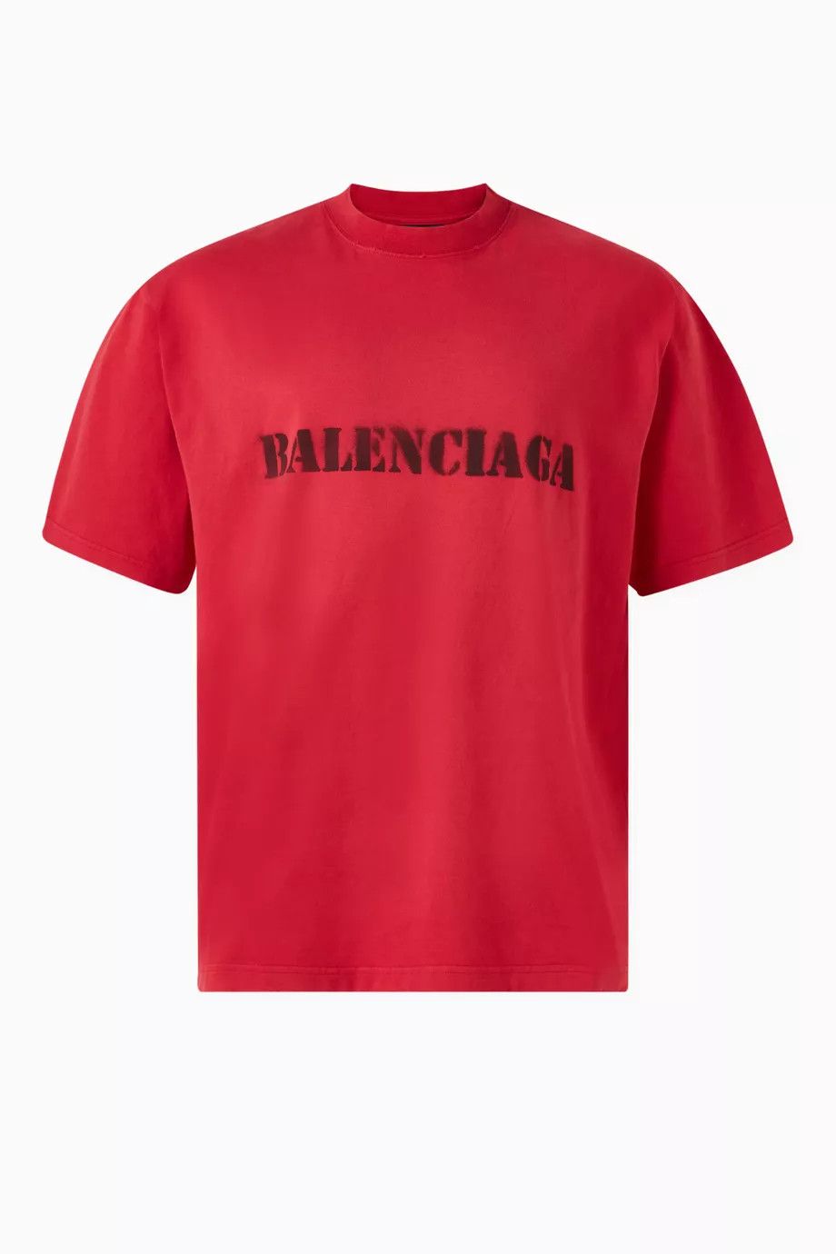 Balenciaga o1w1db10525 Dup / Stencil Type T-Shirt Medium Fit in Red Size L / US 10 / IT 46 - 1 Thumbnail