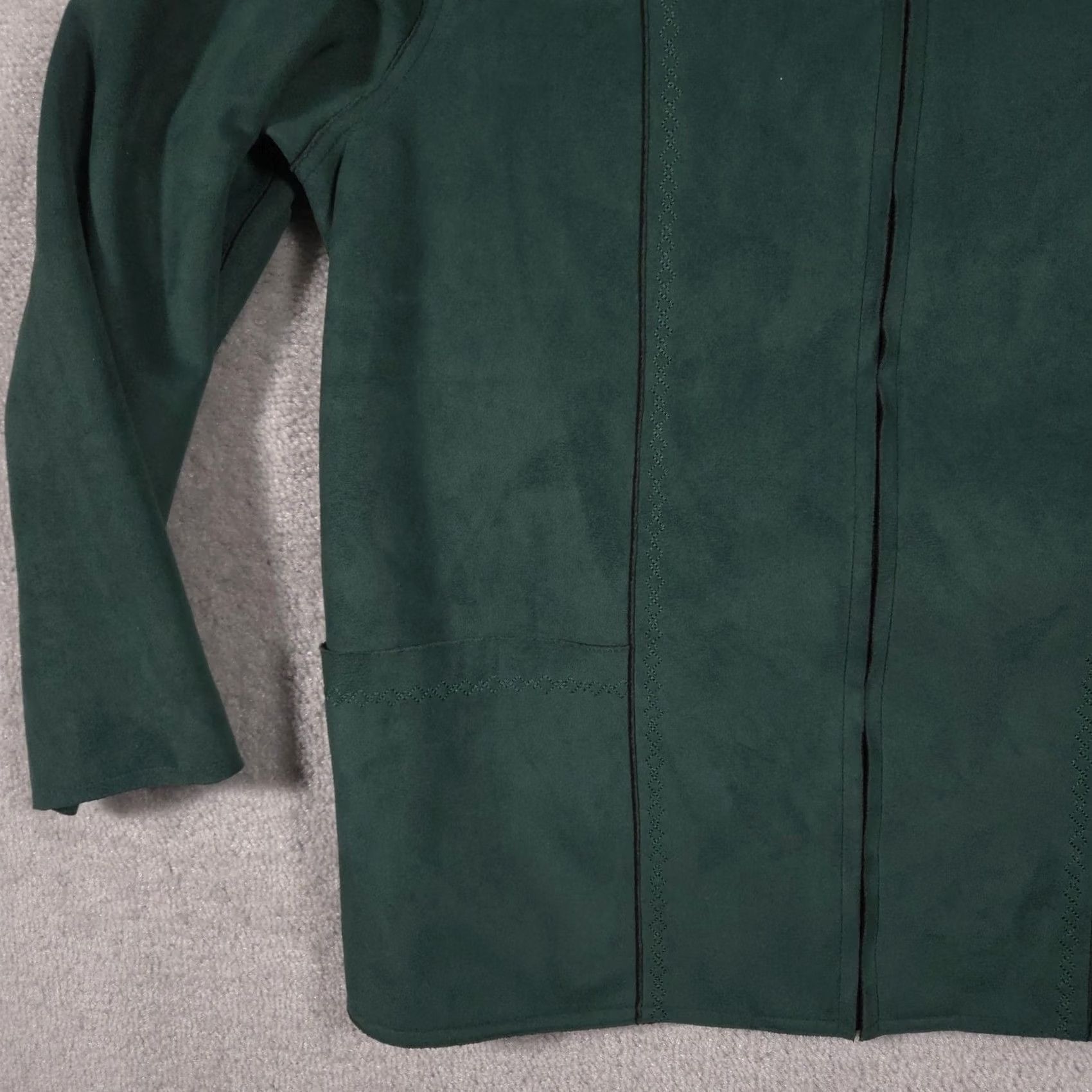 Vintage Alfred Dunner Jacket Womens 14 Green Microfiber Full Zip Mid-Length Collar Lined - Classic, Casual, Business Womens Size XL / US 12-14 / IT 48-50 - 3 Thumbnail