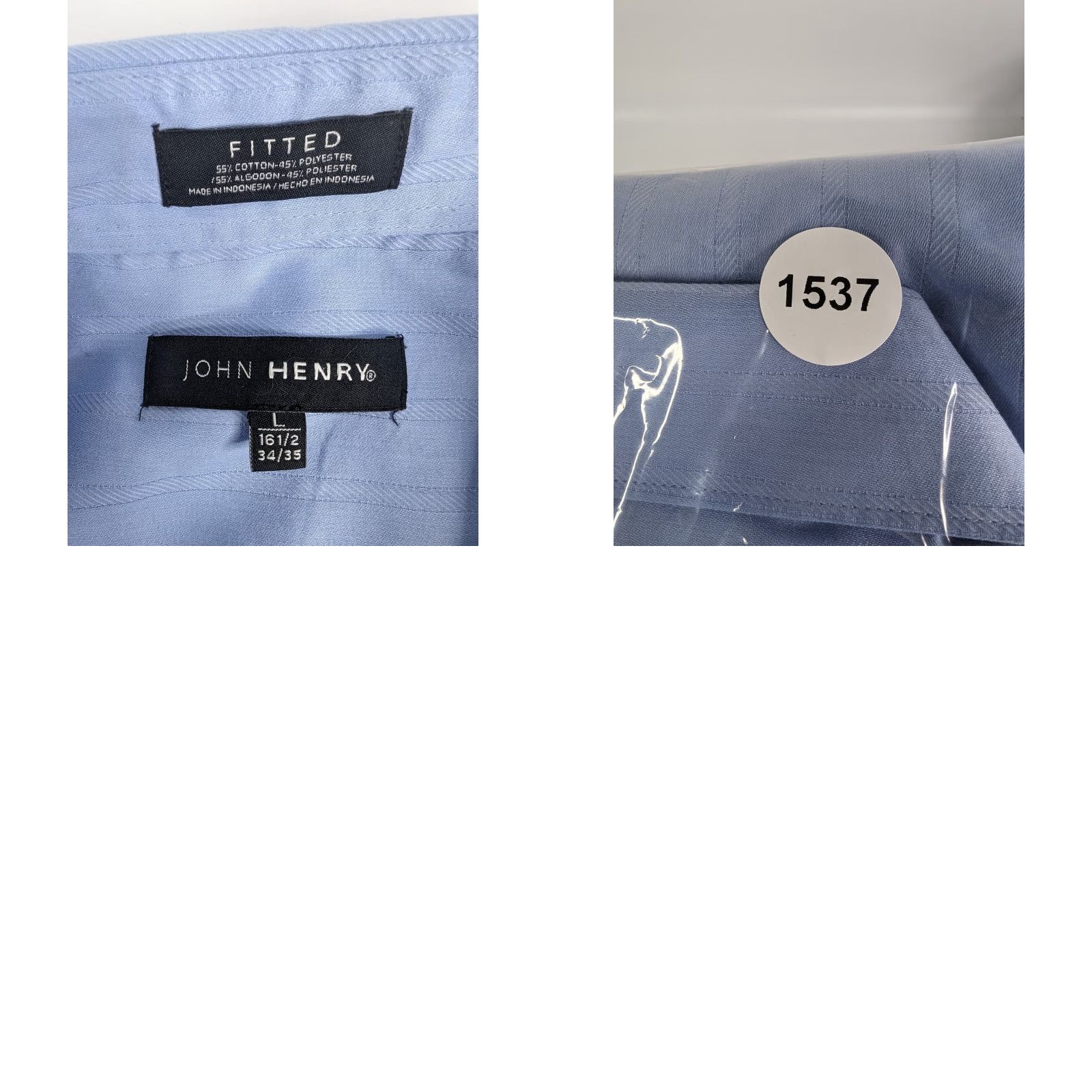 Vintage John Henry Mens Dress Shirt L Blue Pinstripe Long Sleeve 16.5 (34/35) Button-Front Shirt with One Chest Pocket Size 42R - 8 Thumbnail