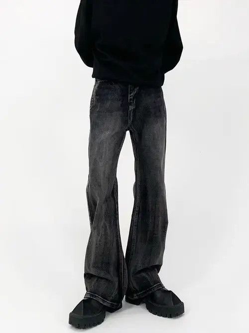 Japanese Brand × Jean Vintage Washed Black Micro Flare Jeans Size US 32 / EU 48 - 1 Thumbnail