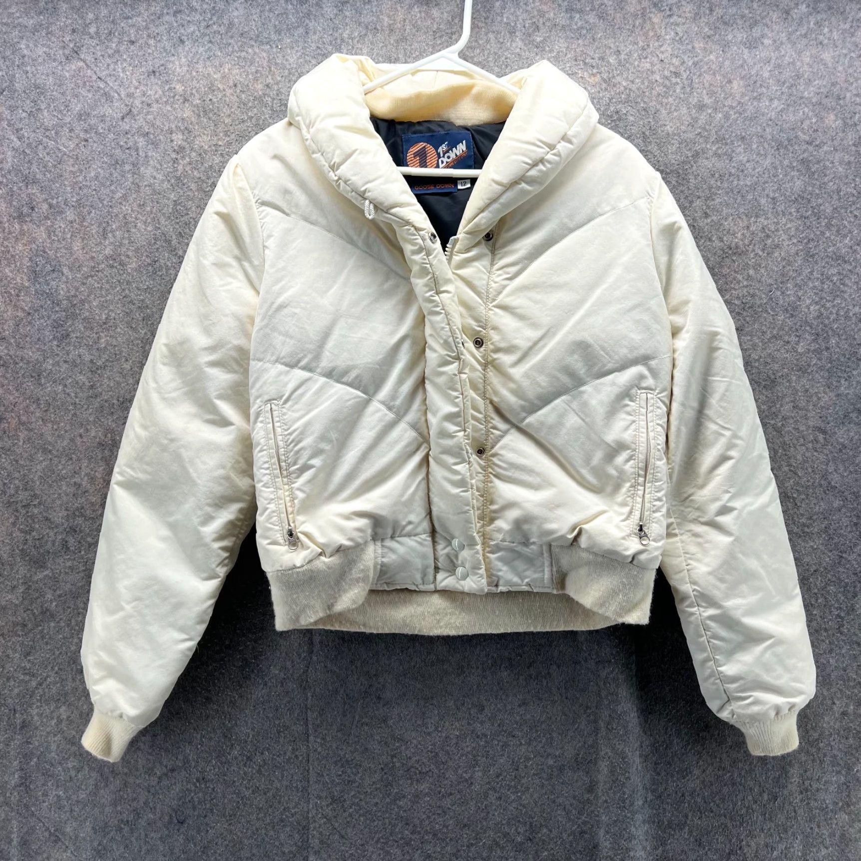 Vintage VINTAGE First Down Jacket Womens 12 Puffer Full Zip Heavyweight Down 90s Cream Beige Size XL / US 12-14 / IT 48-50 - 2 Thumbnail