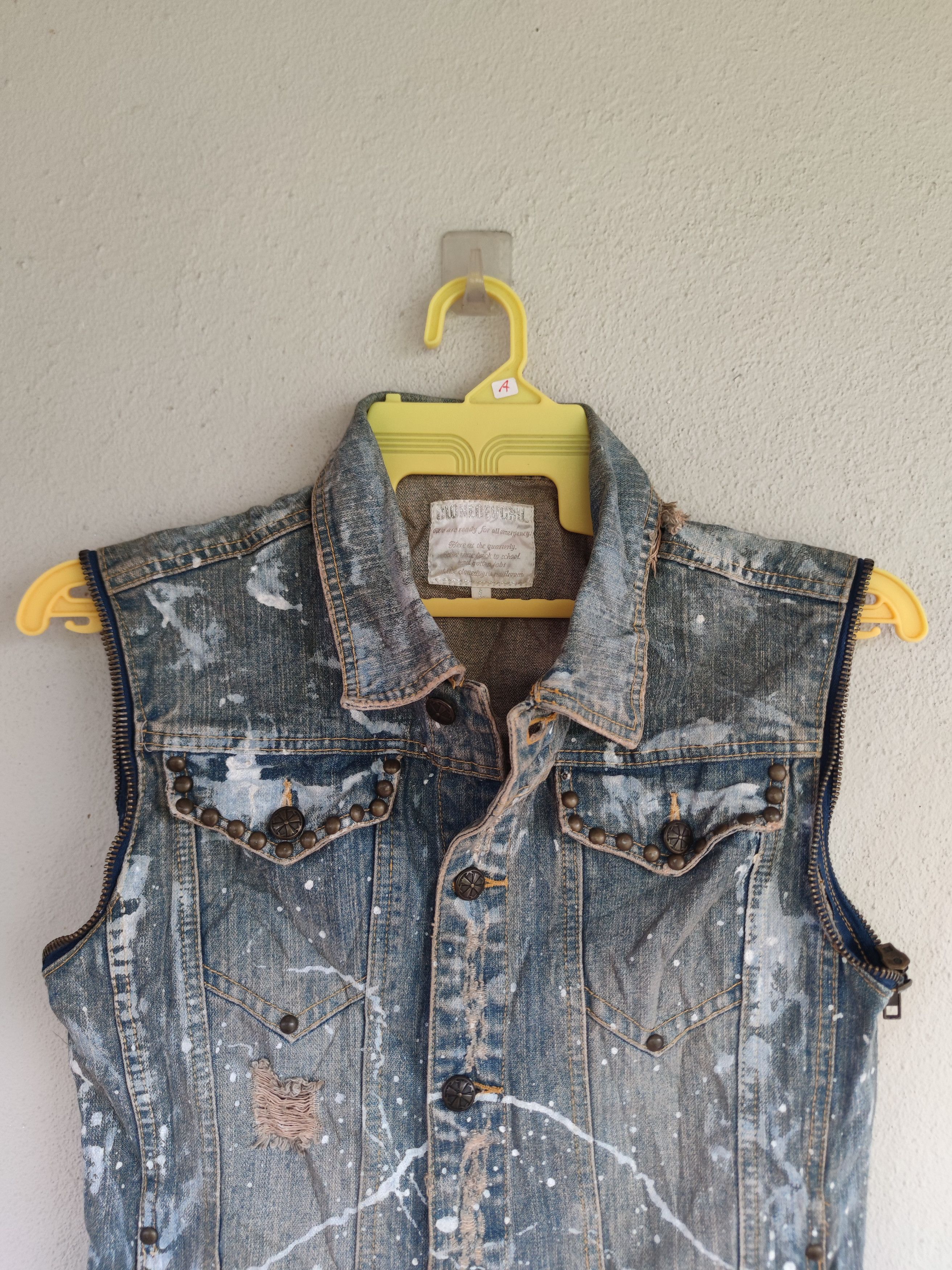 If Six Was Nine Clonedevgru Distressed Design Denim Vest Size US L / EU 52-54 / 3 - 9 Thumbnail