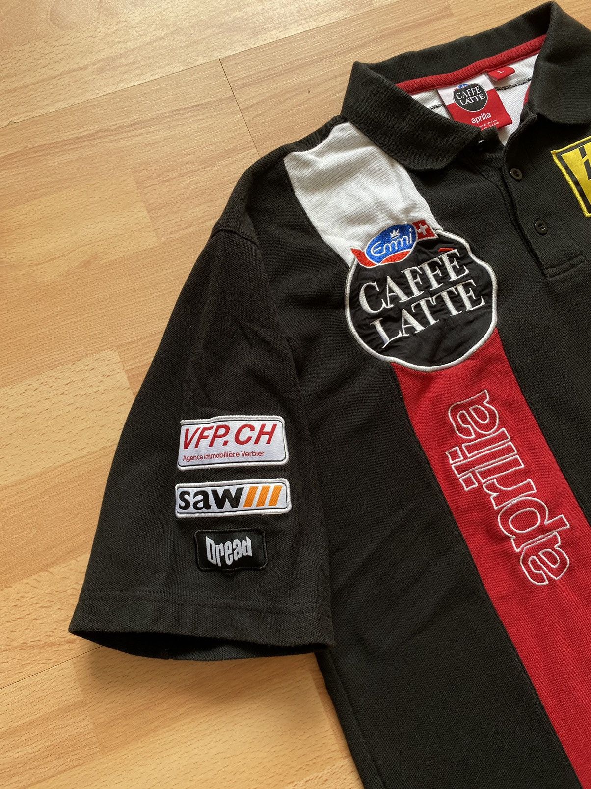 Other Aprilia Grand Prix Moto GP Caffe Latte Team Agip Polo TShirt Size US L / EU 52-54 / 3 - 6 Thumbnail