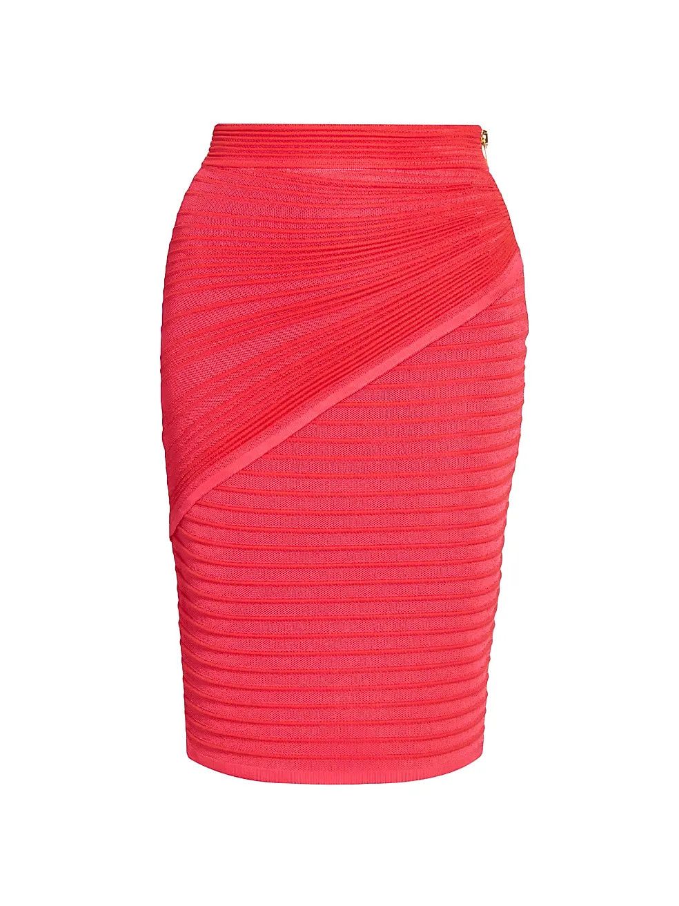 Balmain o1s1wg110526 Body-Con Knee-Length Skirt in Red Size 28" / US 6 / IT 42 - 1 Thumbnail