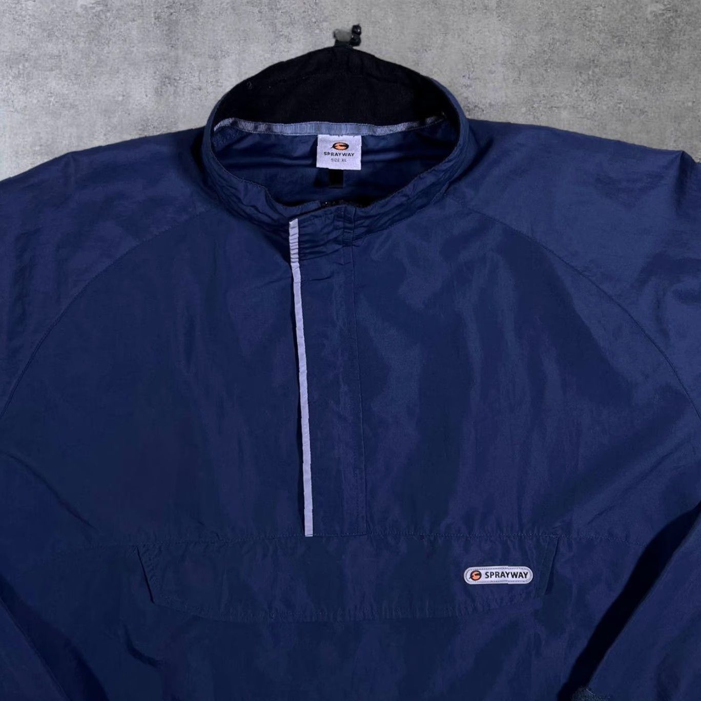 Vintage Sprayway Microlite Top Kangaroo Pouch 1/4 Zip Lightweight Windbreaker Jacket XL Navy Blue Mens Windbreaker 90s? Size US XL / EU 56 / 4 - 3 Thumbnail