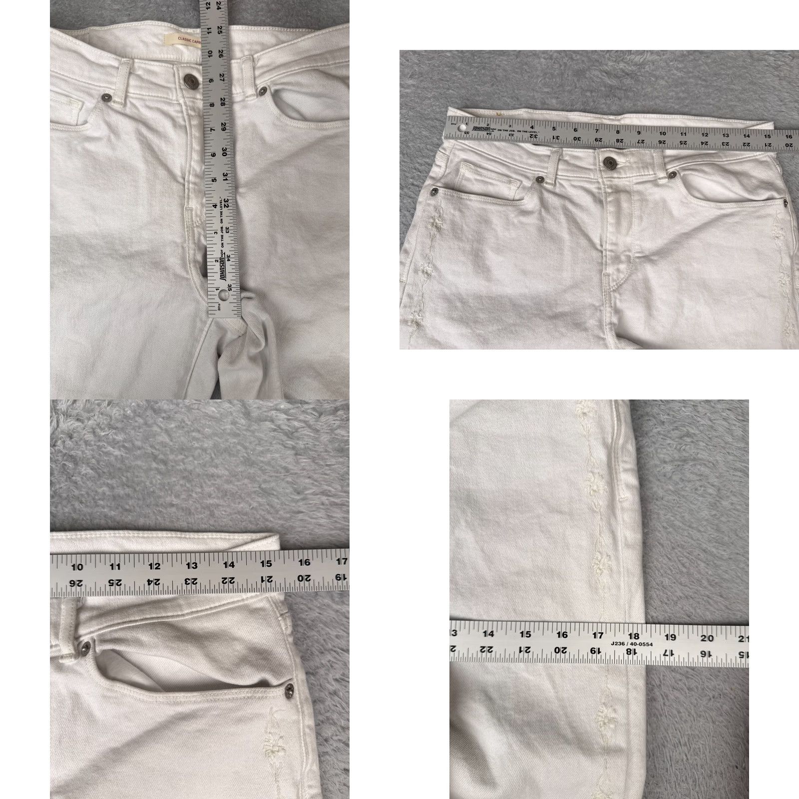 Levi's Levis Jeans Women White Capri Mid Rise 29x21 Cotton Blend 29 21 Inseam Denim 5-Pocket Distressed Capris Womens Jeans Size 29" - 9 Thumbnail