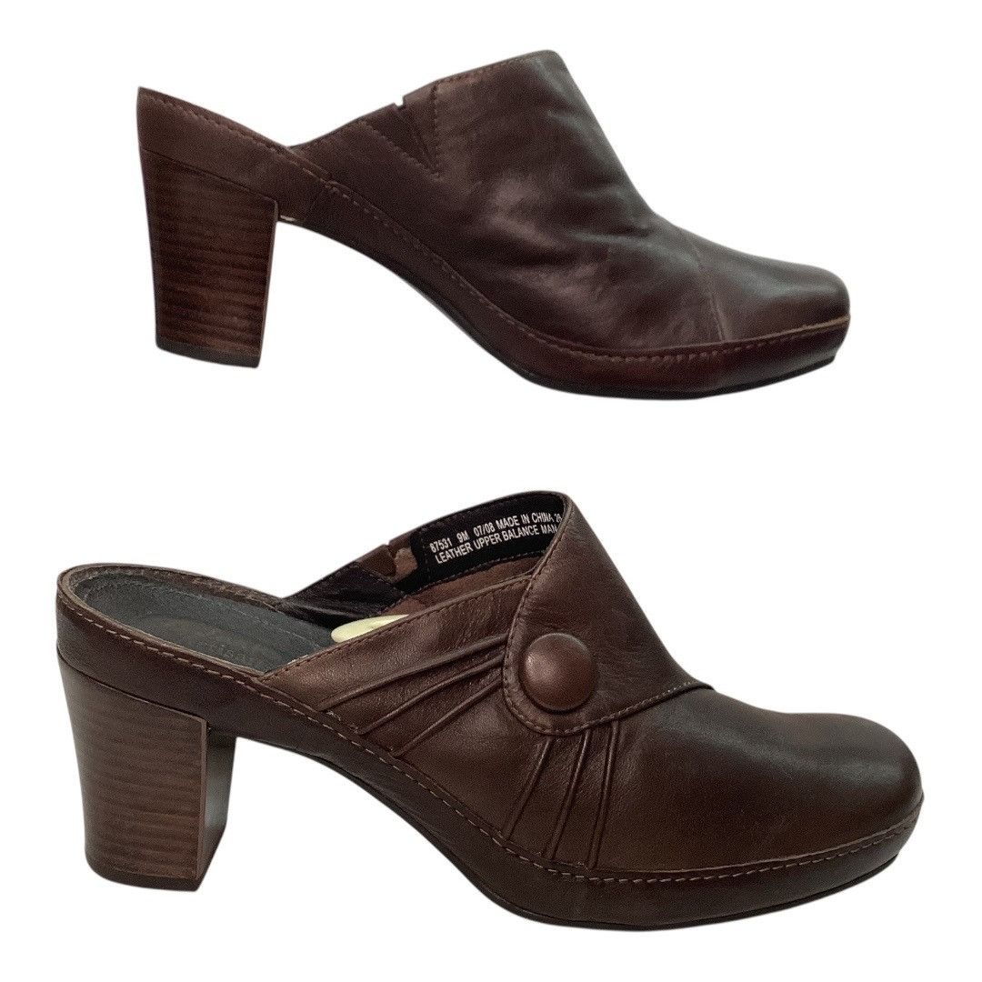 Clarks Clarks Artisan Brown Leather Heeled Mules Clogs Slip on Shoe Size US 9 / IT 39 - 1 Thumbnail