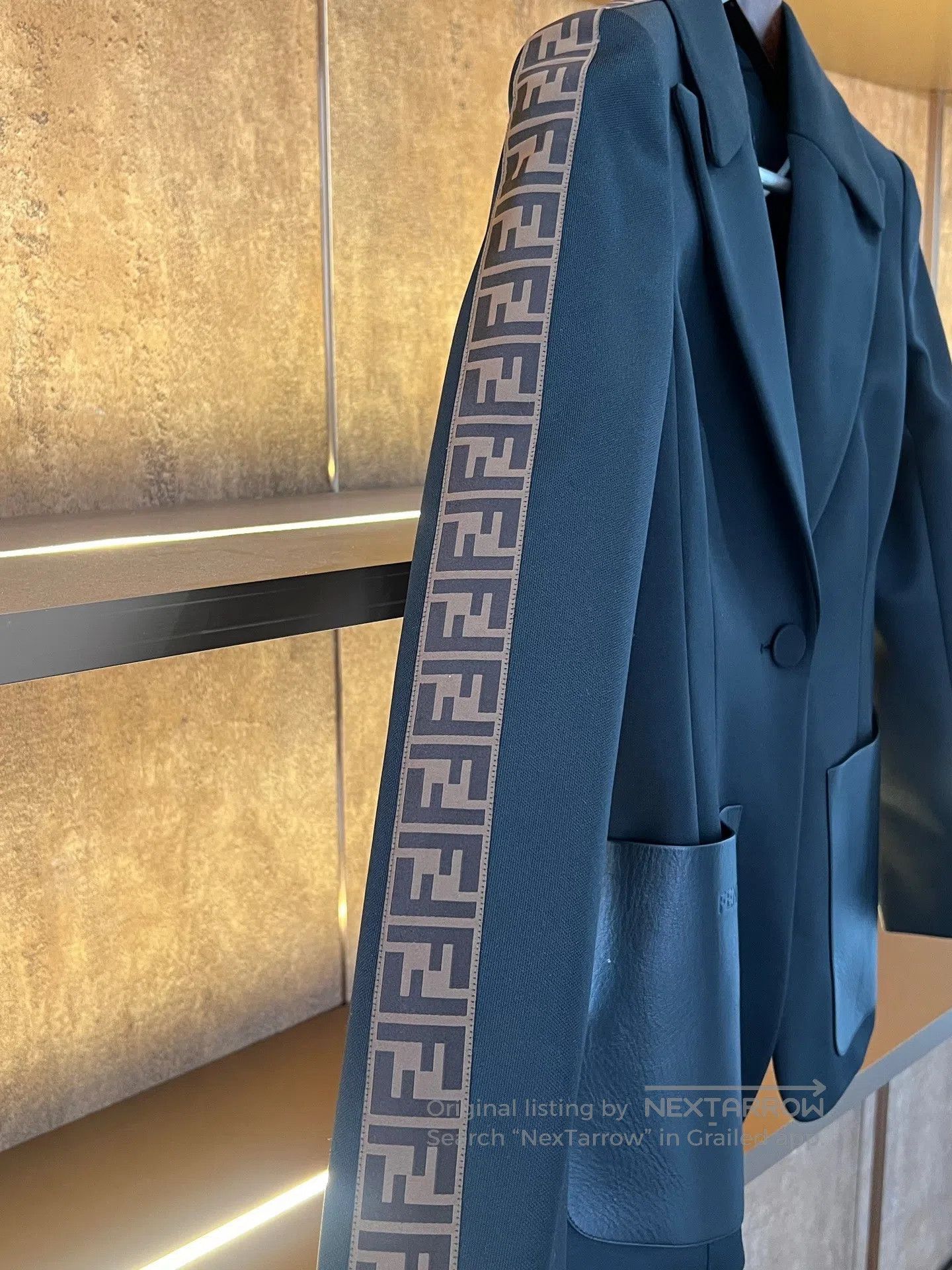 Fendi FENDI Blazer with leather patch pockets and repeating logo Size XS / US 0-2 / IT 36-38 - 4 Thumbnail