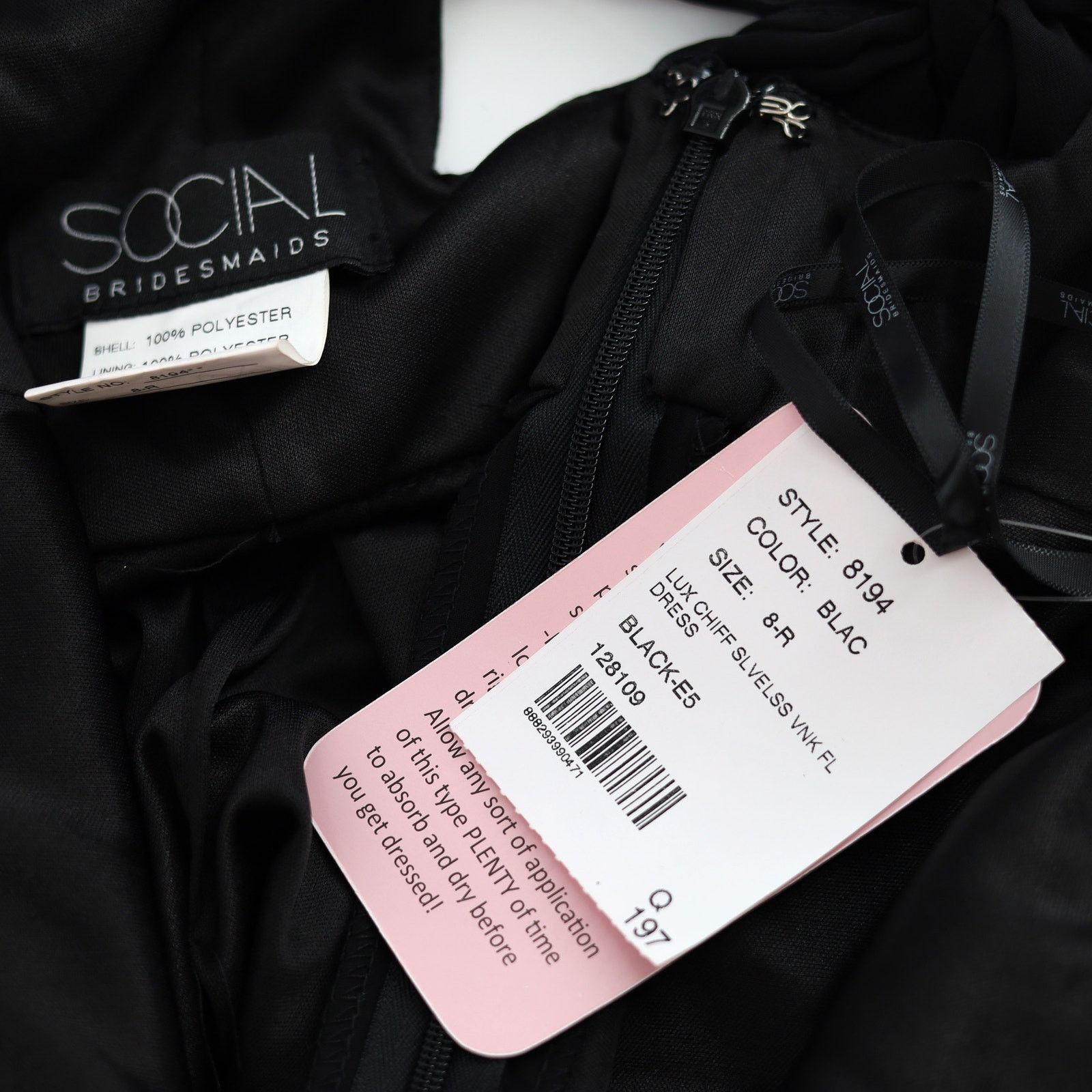 The Unbranded Brand Social Bridesmaids Women Black Chiffon Trumpet Gown Size 8R Size M / US 6-8 / IT 42-44 - 6 Thumbnail