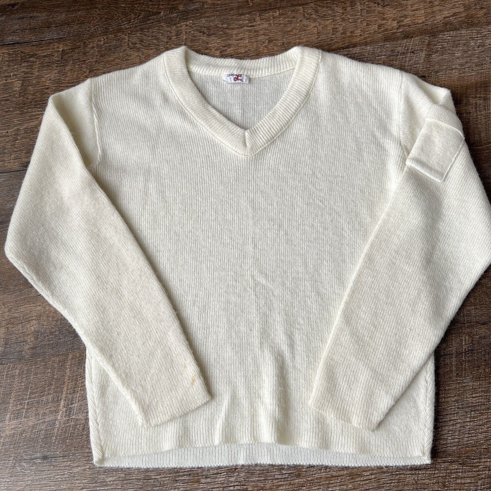 image of VTG Levis Wool Shirt 1950S/60S Red Big E Tag White Sweater in Beige, Women's (Size Medium)