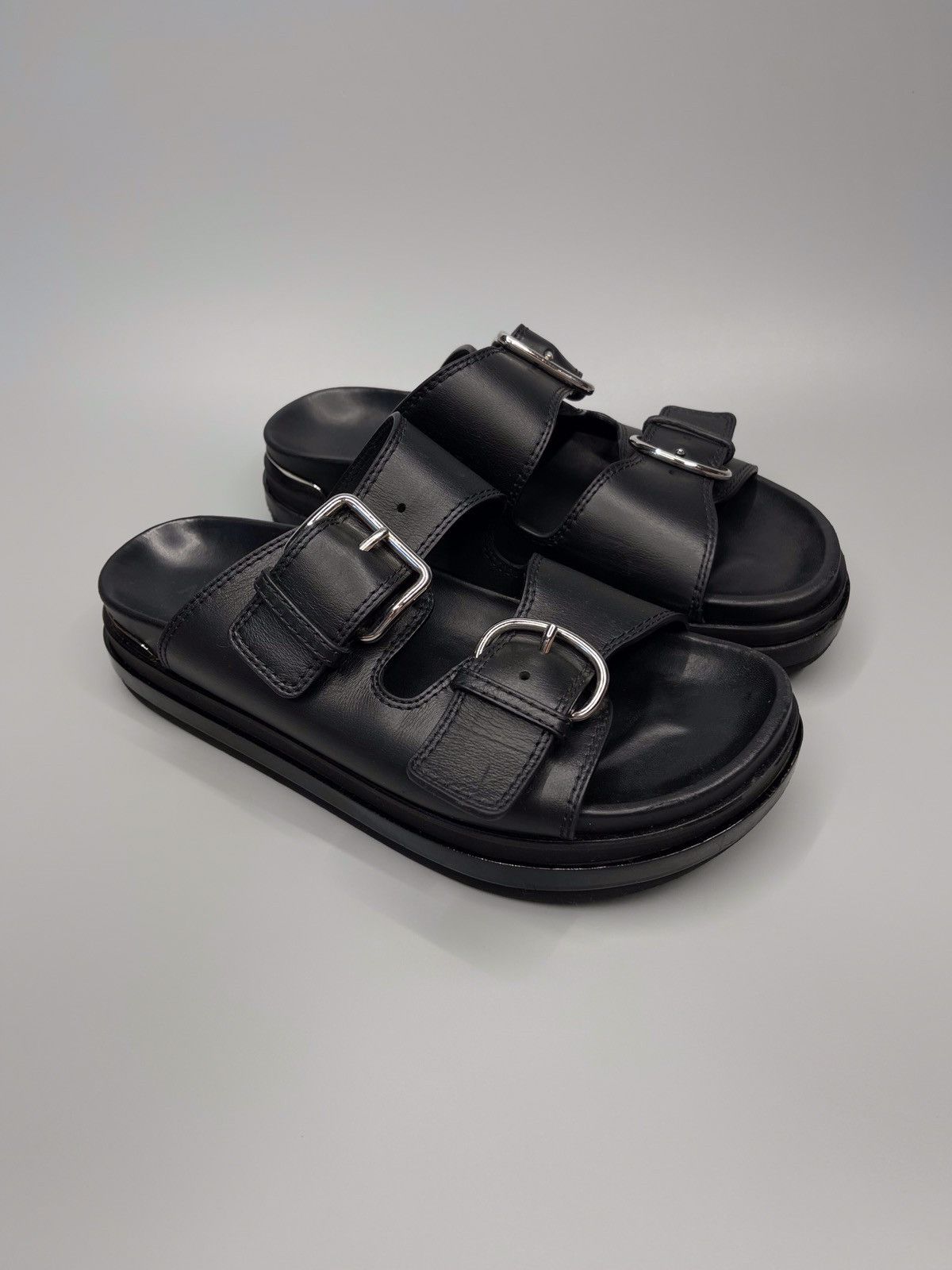 image of Alexander Mcqueen Hybrid Leather Sandals in Black, Men's (Size 7)