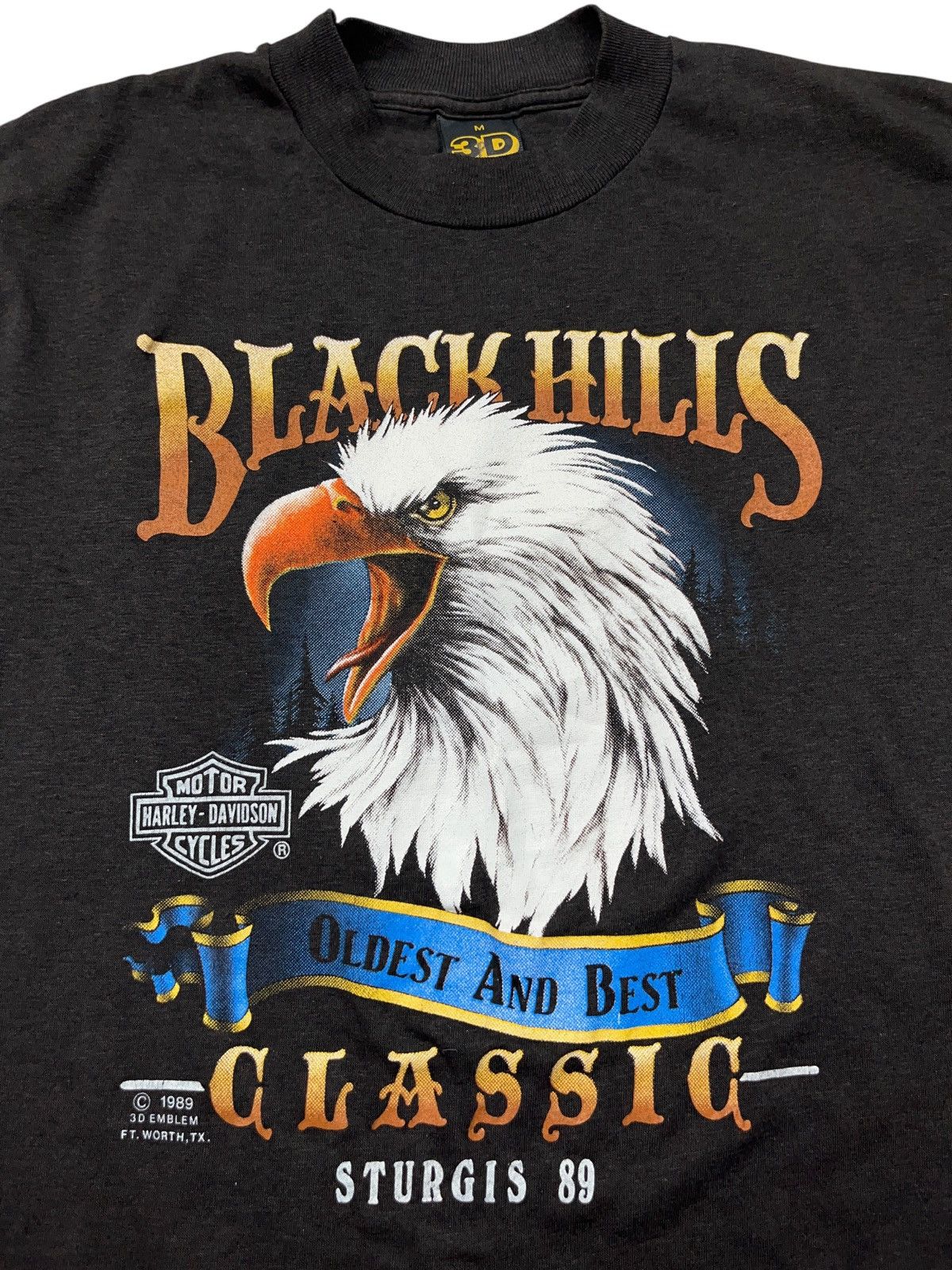 Harley Davidson Vintage 1989 3D Emblem Harley Davidson Sturgis Eagle T-shirt Size US M / EU 48-50 / 2 - 5 Thumbnail