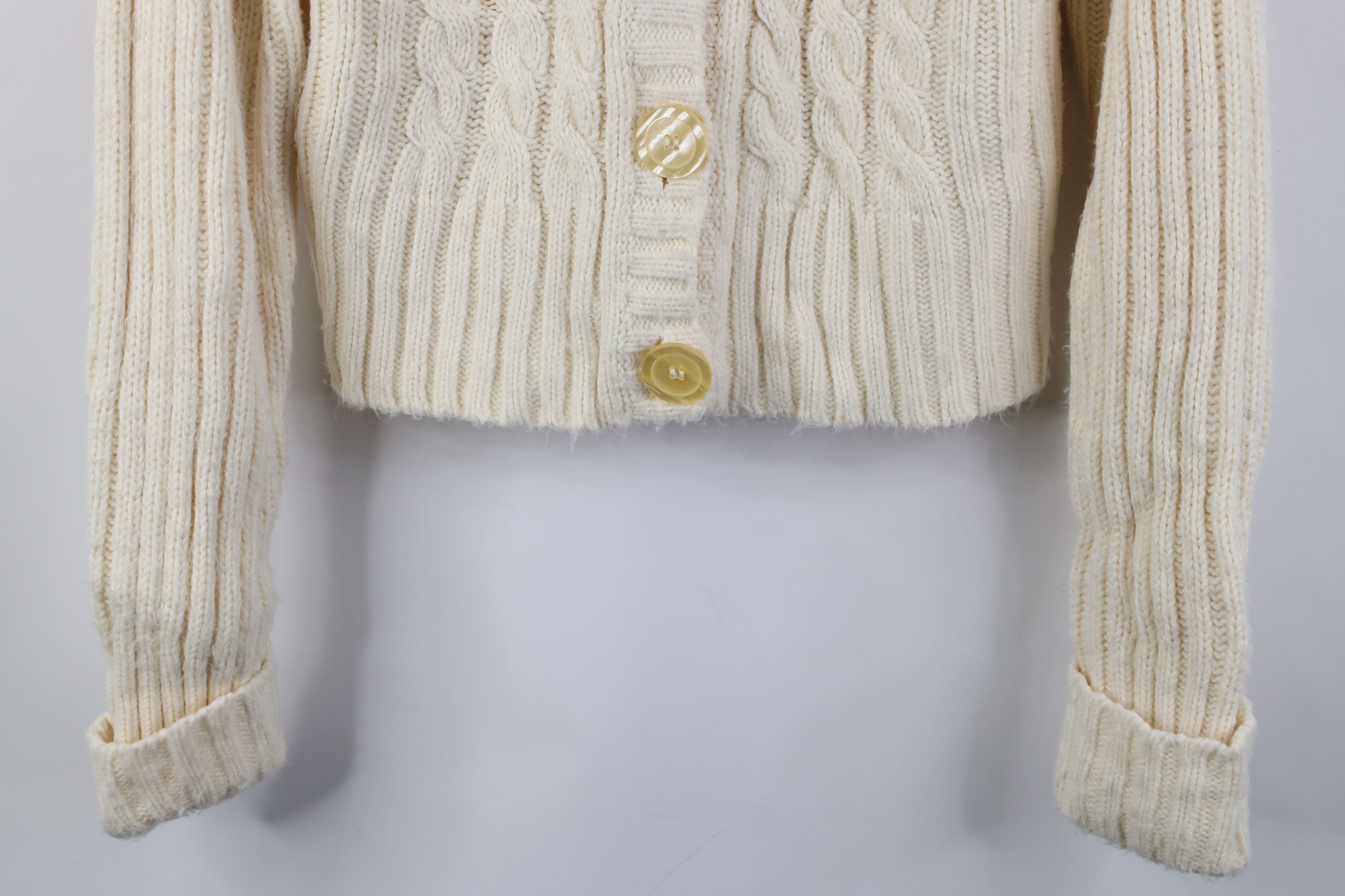 Vintage Vintage 90s Y2K Babydoll Cable Knit Fisherman Hooded Sweater Size S / US 4 / IT 40 - 3 Thumbnail