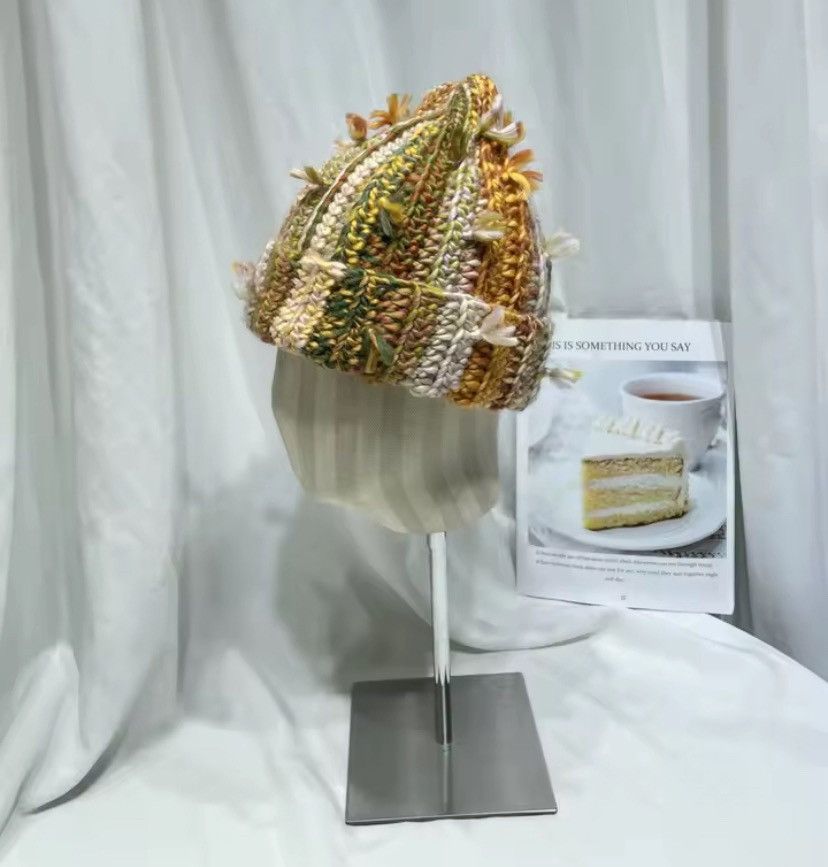 Japanese Brand Niche Colored Fringed Wool Beanie Hat Size ONE SIZE - 2 Thumbnail