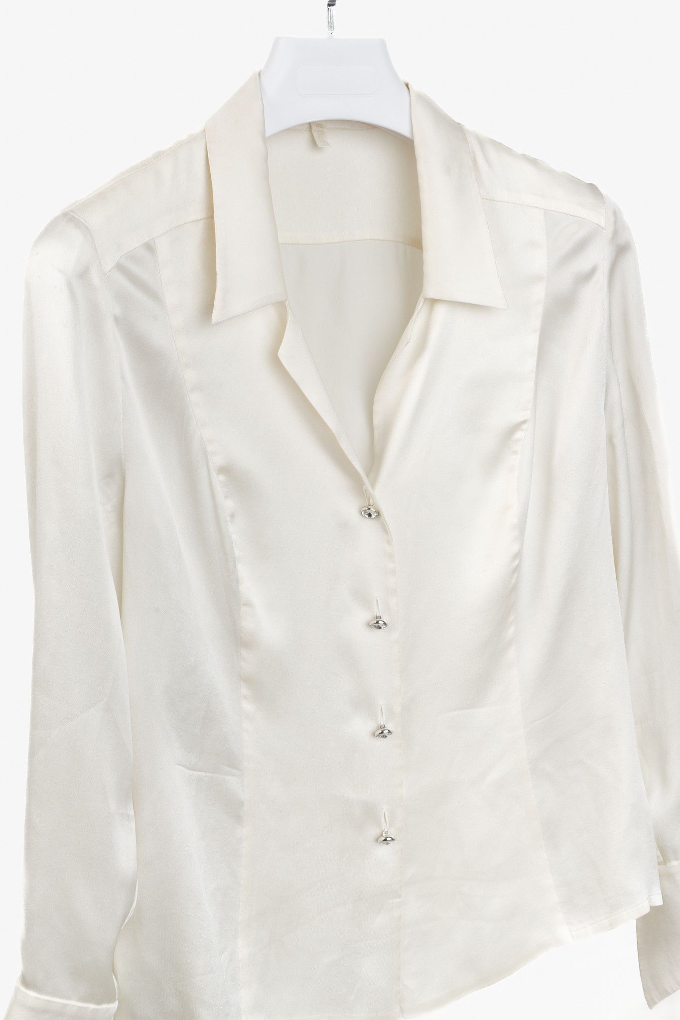 Escada Escada Jewel Button Cream Silk Blouse Size L / US 10 / IT 46 - 3 Thumbnail