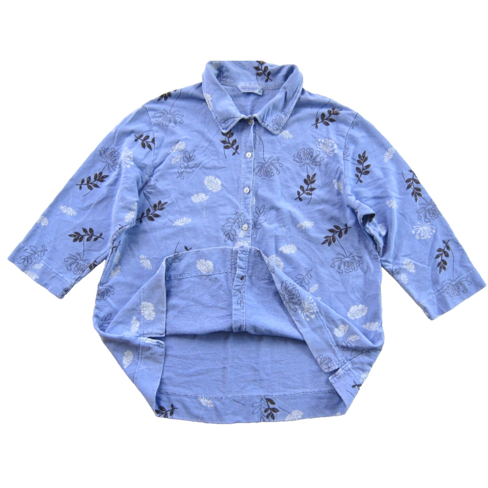 Vintage Fresh Produce Purple Floral 3/4 Sleeve Collared Button Down Blouse 1X Size XL / US 12-14 / IT 48-50 - 5 Thumbnail
