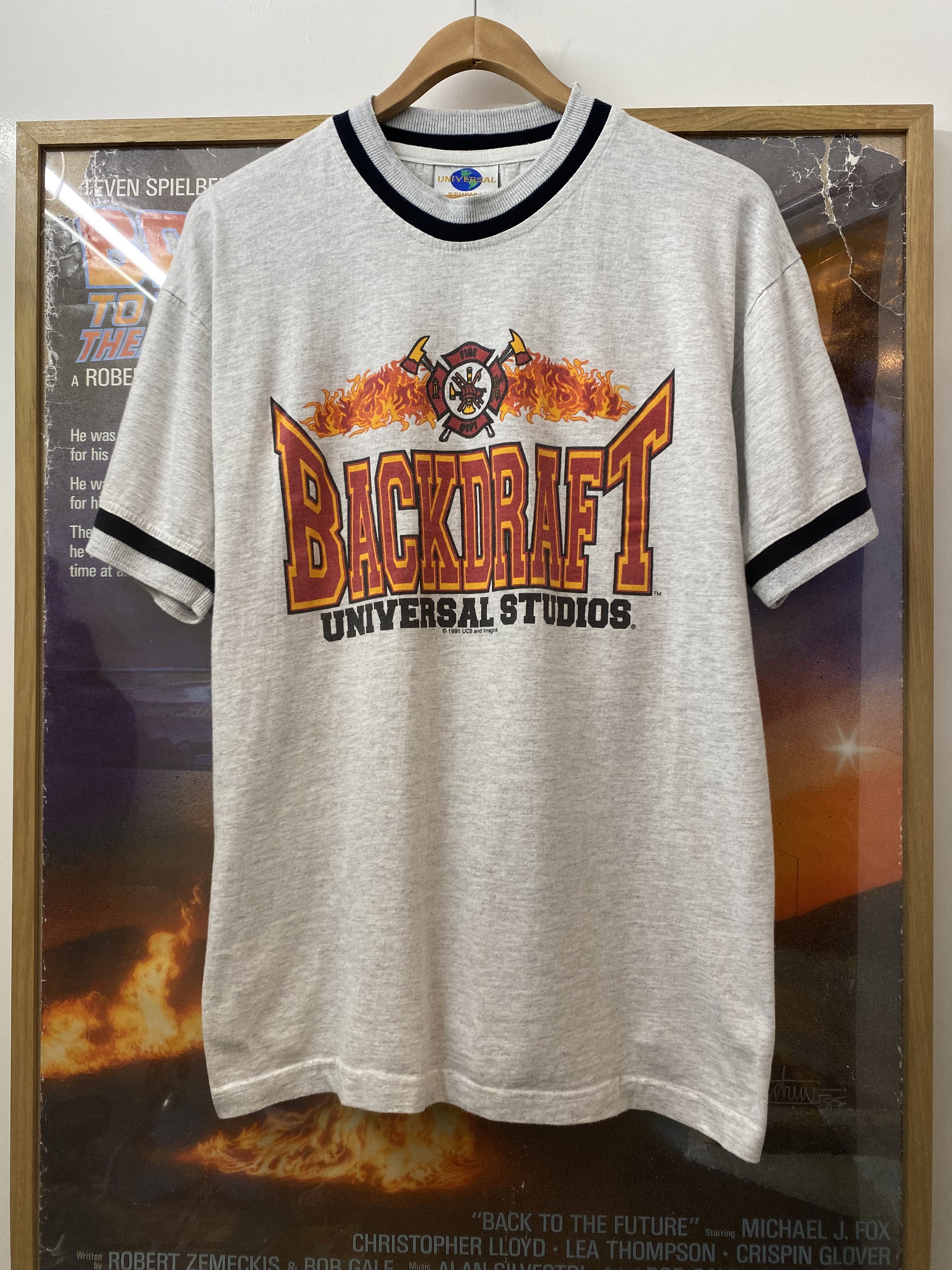 Universal Studios 1991 Backdraft Universal Studios Movie Promo Ringer Tee Size US L / EU 52-54 / 3 - 1 Thumbnail