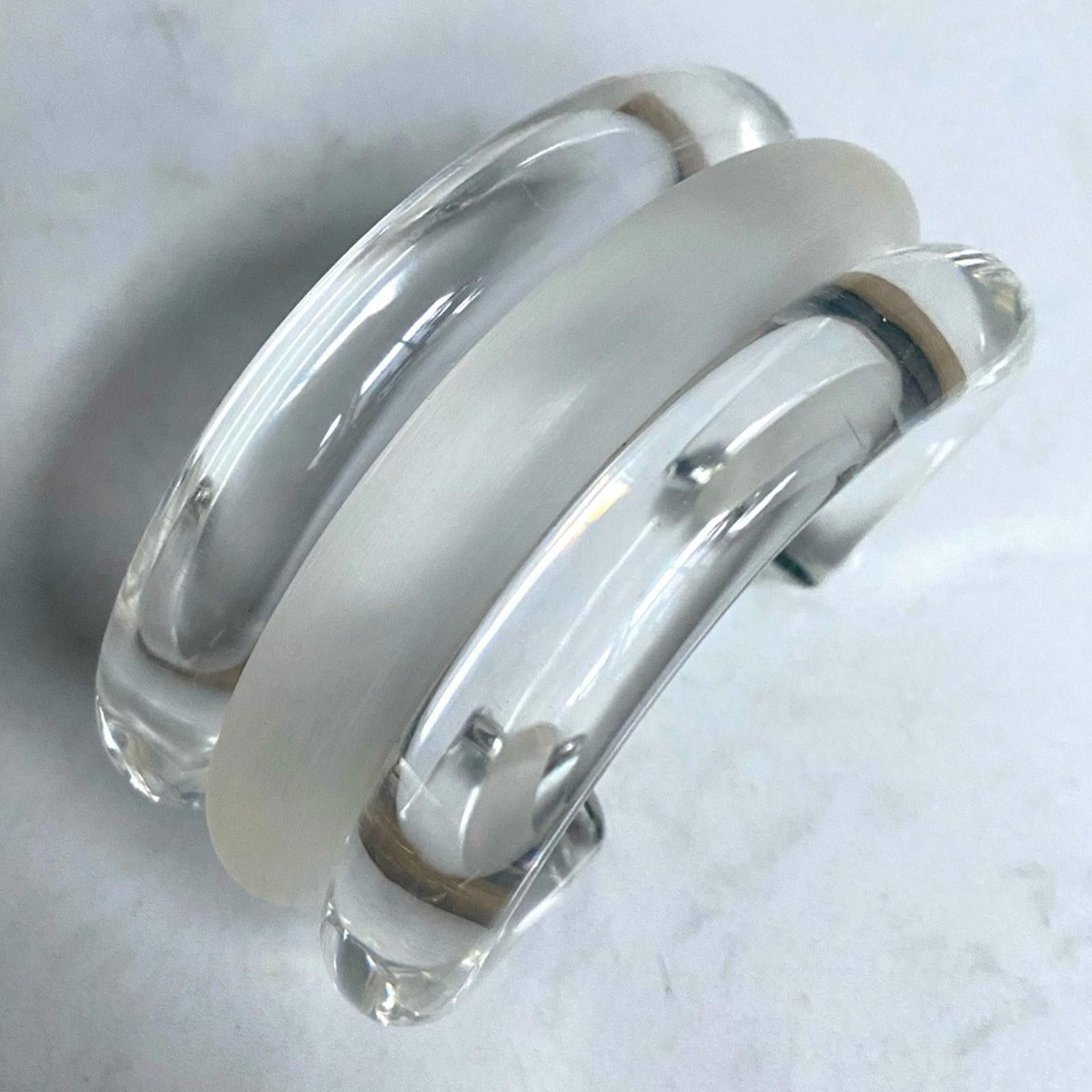 Vintage 80s VTG Judith Hendler Translucent White Lucite CuffBracelet Size ONE SIZE - 6 Thumbnail