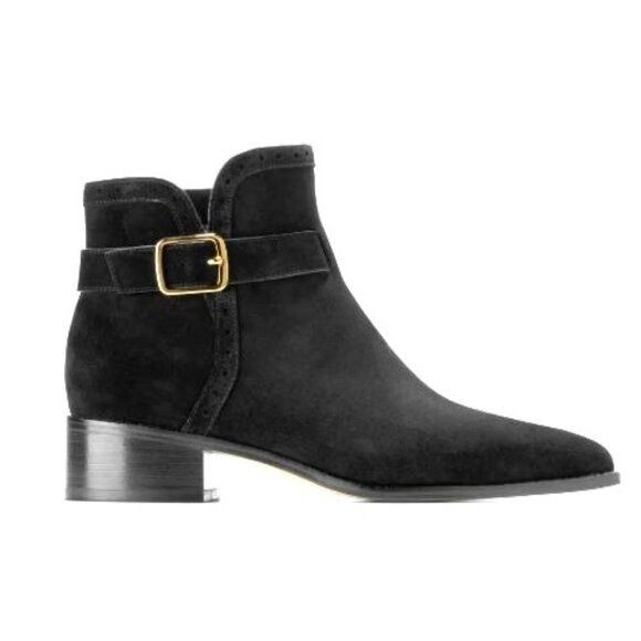 Cole Haan Cole Haan Womens Black Suede Side Zip Up Norella Buckle Ankl Size US 7.5 / IT 37.5 - 1 Thumbnail