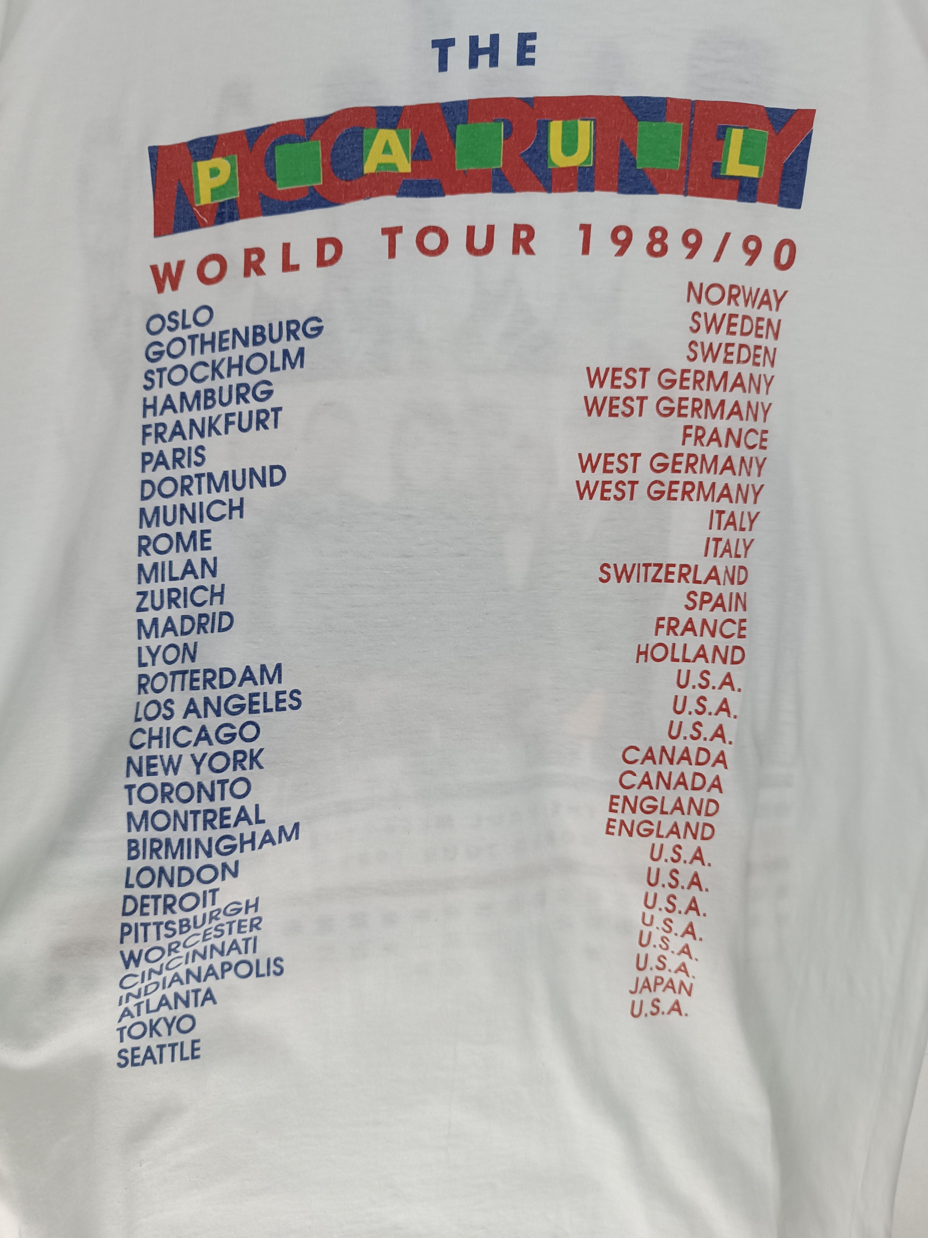 Band Tees VINTAGE 90'S THE PAUL MCCARTNEY WORLD TOUR TEE beatles who Size US M / EU 48-50 / 2 - 18 Thumbnail
