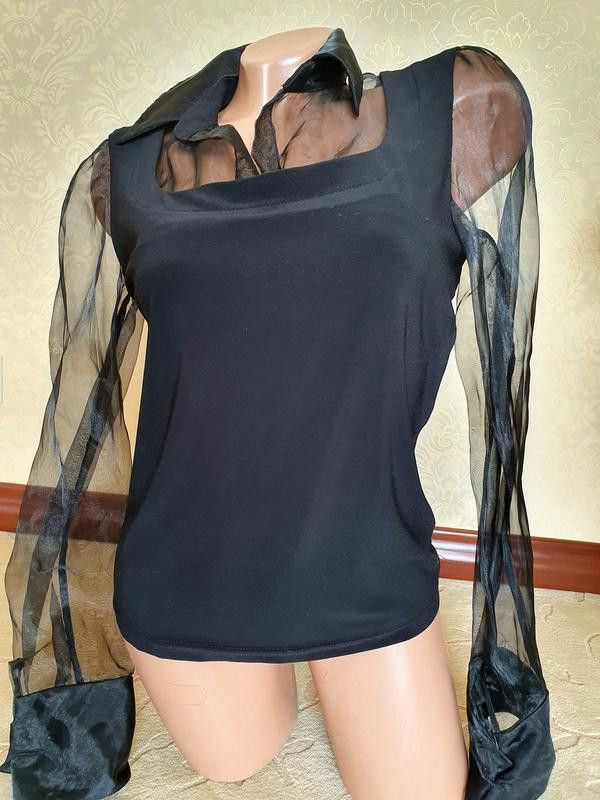 Japanese Brand Avant garde Black Sheer Blouse Flared Sleeve sz S Size S / US 4 / IT 40 - 5 Thumbnail