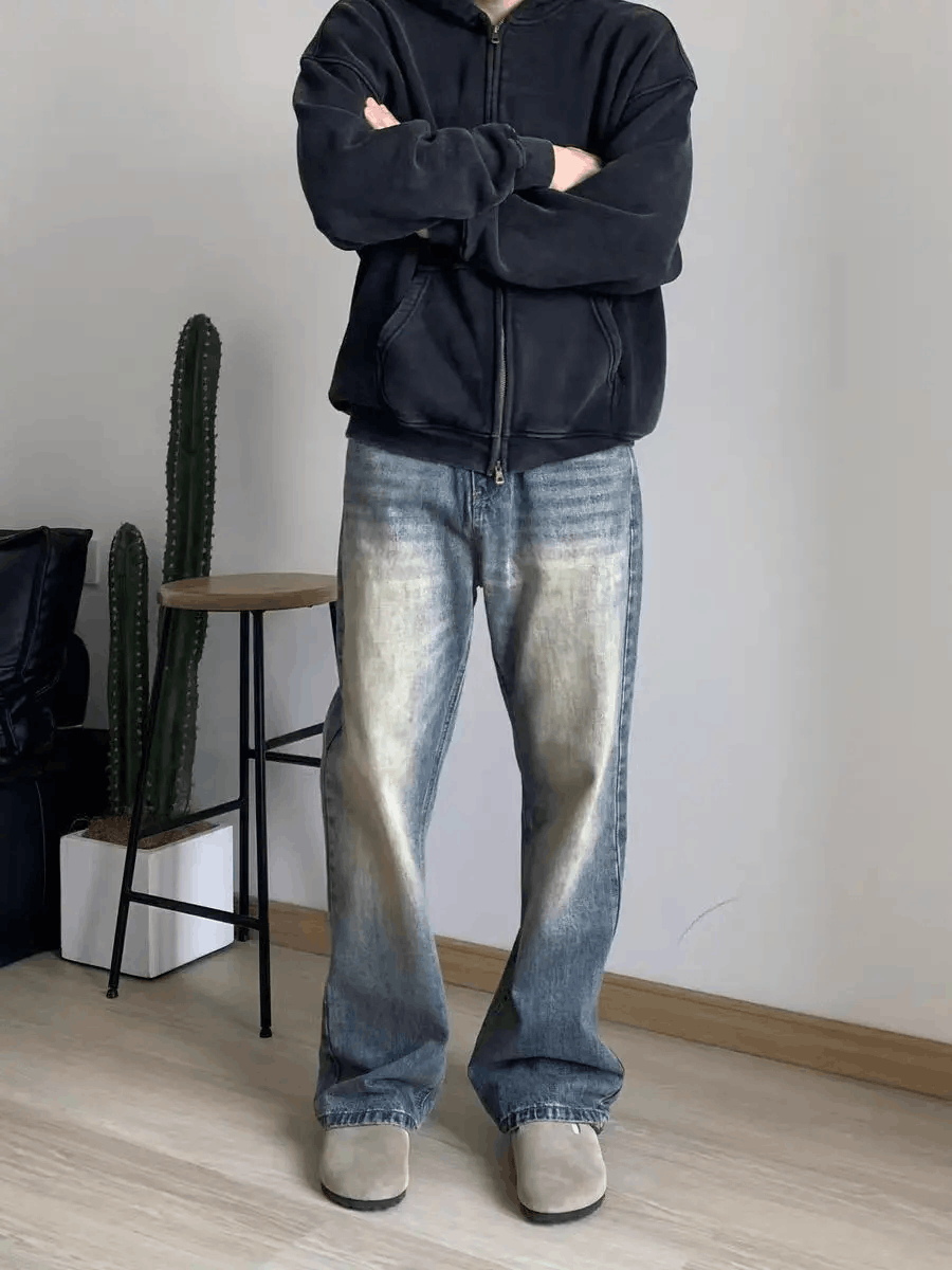 Japanese Brand × Vintage Striped washed and worn loose casual vintage jeans Size US 30 / EU 46 - 1 Thumbnail