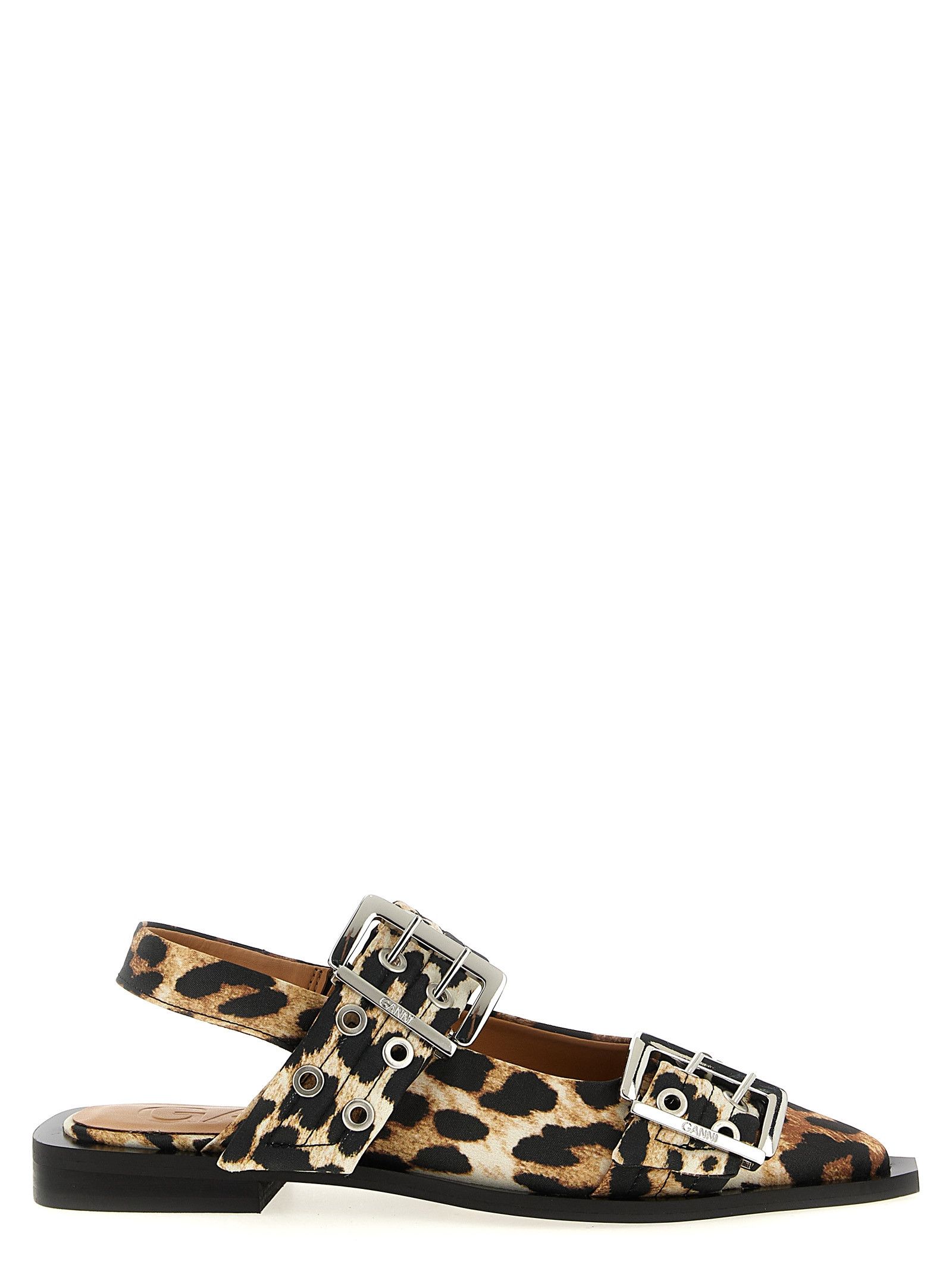 Ganni 'Leopard Satin Feminine Buckle' Slingback Size US 8 / IT 38 - 1 Thumbnail
