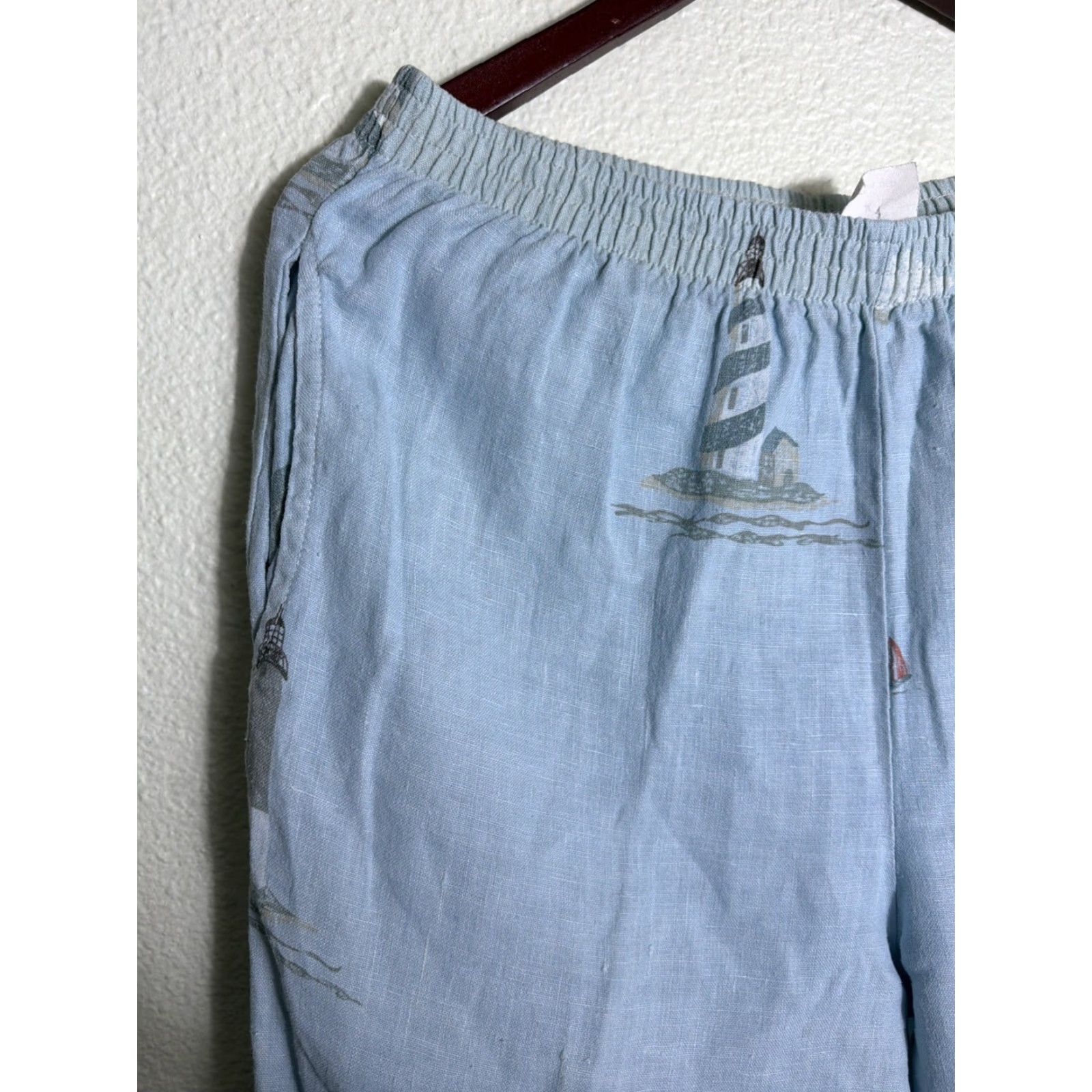 MILLY VINTAGE Valley Linen Pull On Pants Blue M Women Size 32" / US 10 / IT 46 - 7 Thumbnail