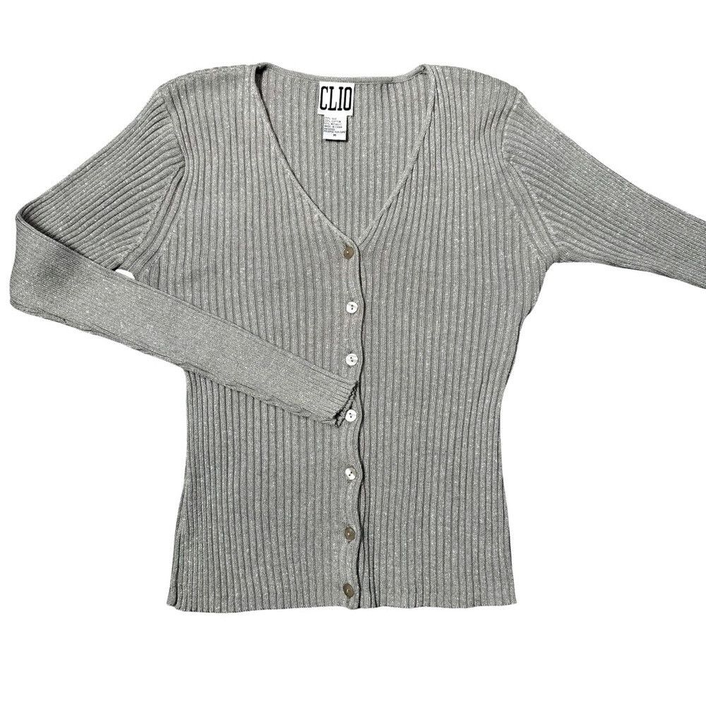 Other Vintage Clio Silk Knit Sparkle Long Sleeve Cardigan Size M Size M / US 6-8 / IT 42-44 - 5 Thumbnail