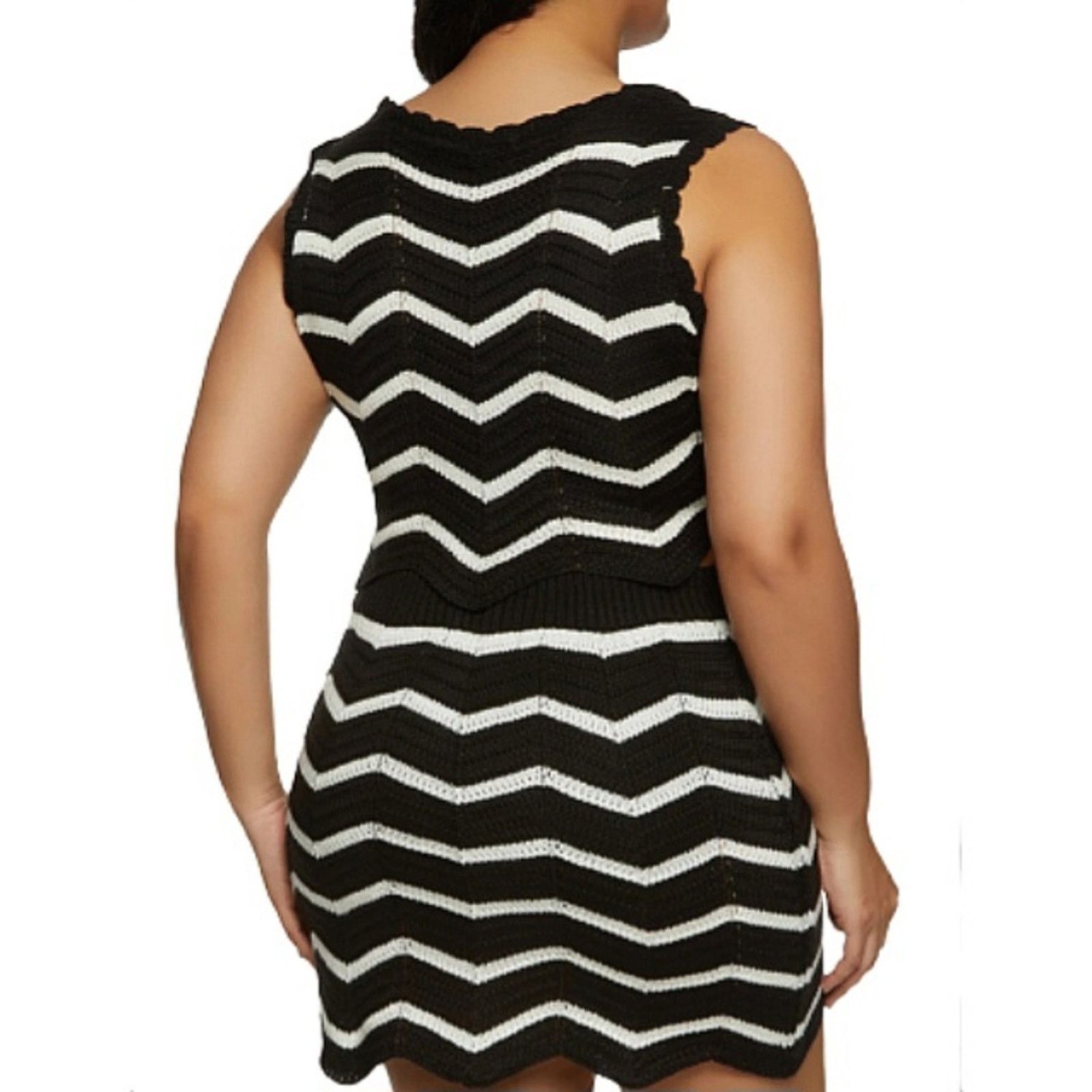 Almost Famous FESTIVAL VIBES ☆ BLACK & WHITE CROCHET ☆ 2-PC SET ☆ 2x NWT Size XXL / US 16-18 / IT 52-54 - 4 Thumbnail