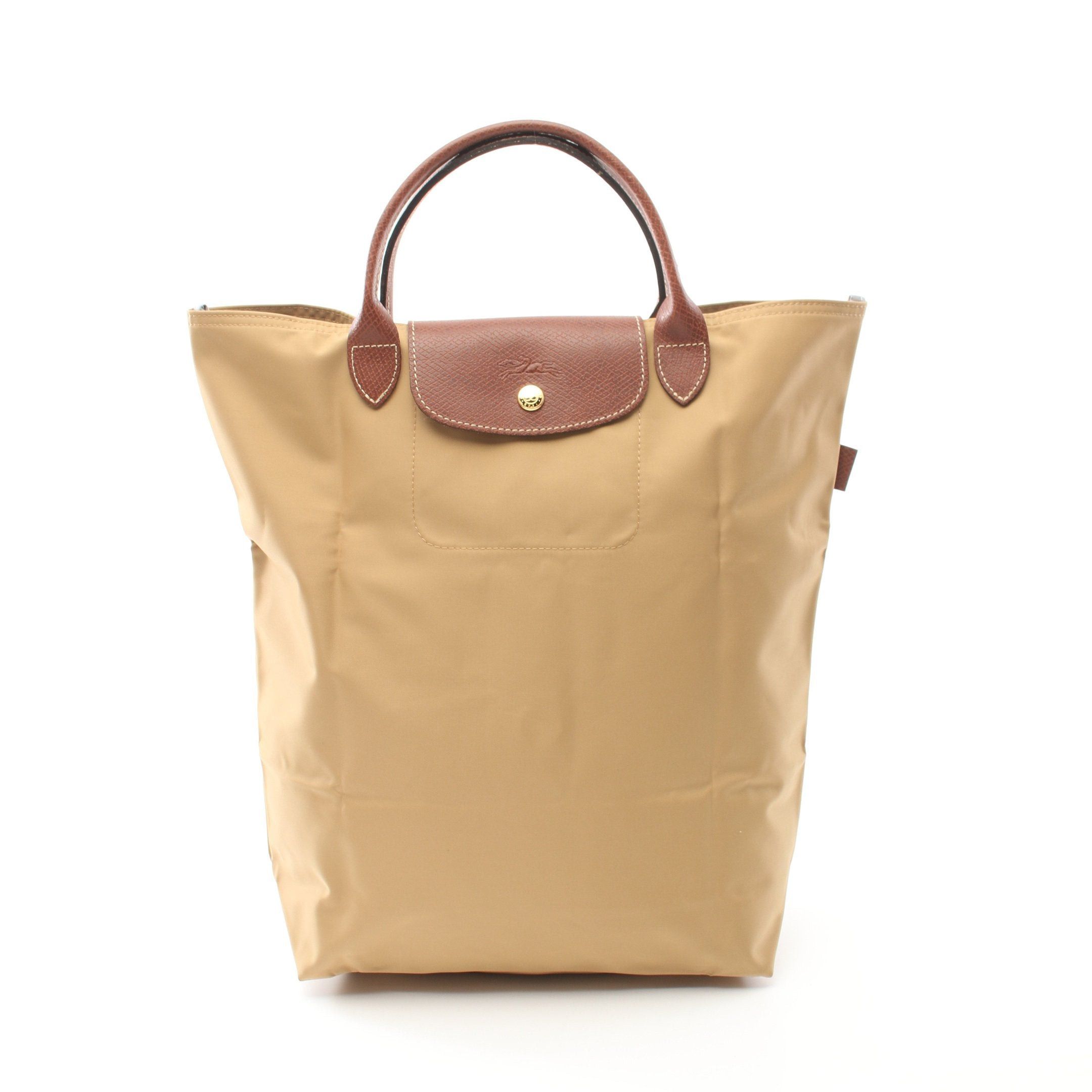 Longchamp Longchamp Le Preage Original M Shopping Bag Handbag Tote Nylon Leather Yellow Brown Size ONE SIZE - 1 Thumbnail