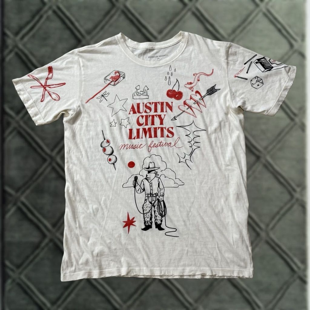 Brandon Maxwell Brandon Maxwell Shirt ACL Festival Pre-Distressed White Short Sleeve L Mens Womens Austin City Limits Rock Art 90s Band Hip Hop Hippie Logo Graphic Size US L / EU 52-54 / 3 - 1 Thumbnail