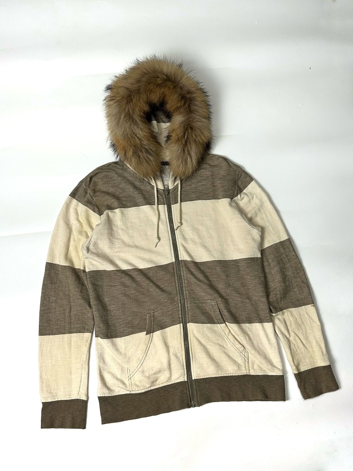 image of If Six Was Nine x Le Grande Bleu L G B Furhoodie Zipper Stripe Ciao Panic Ifsix Lgb Style in Cream 