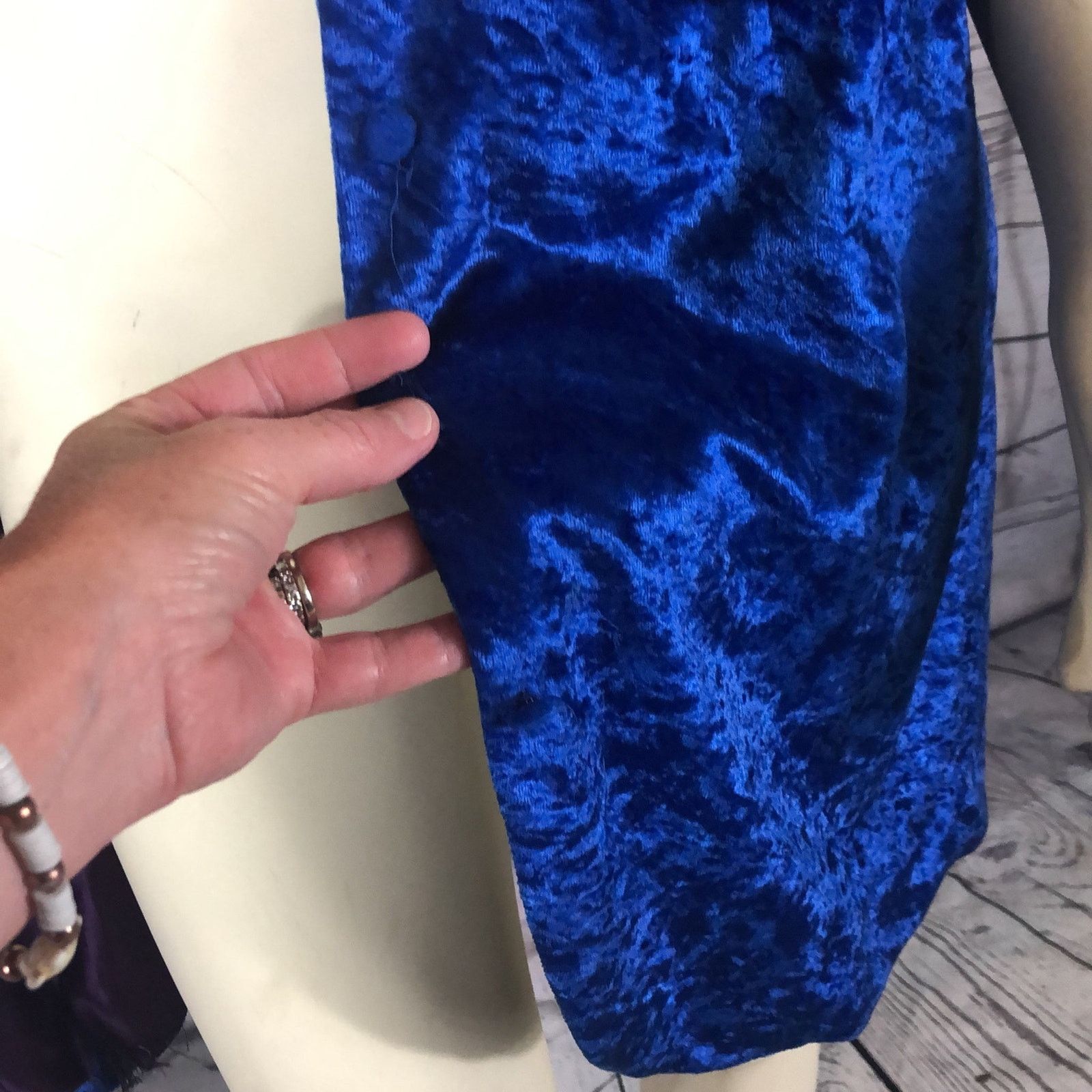 Handmade VVTG 70's handmade crushed velvet blue coat dress small Size S / US 4 / IT 40 - 12 Thumbnail