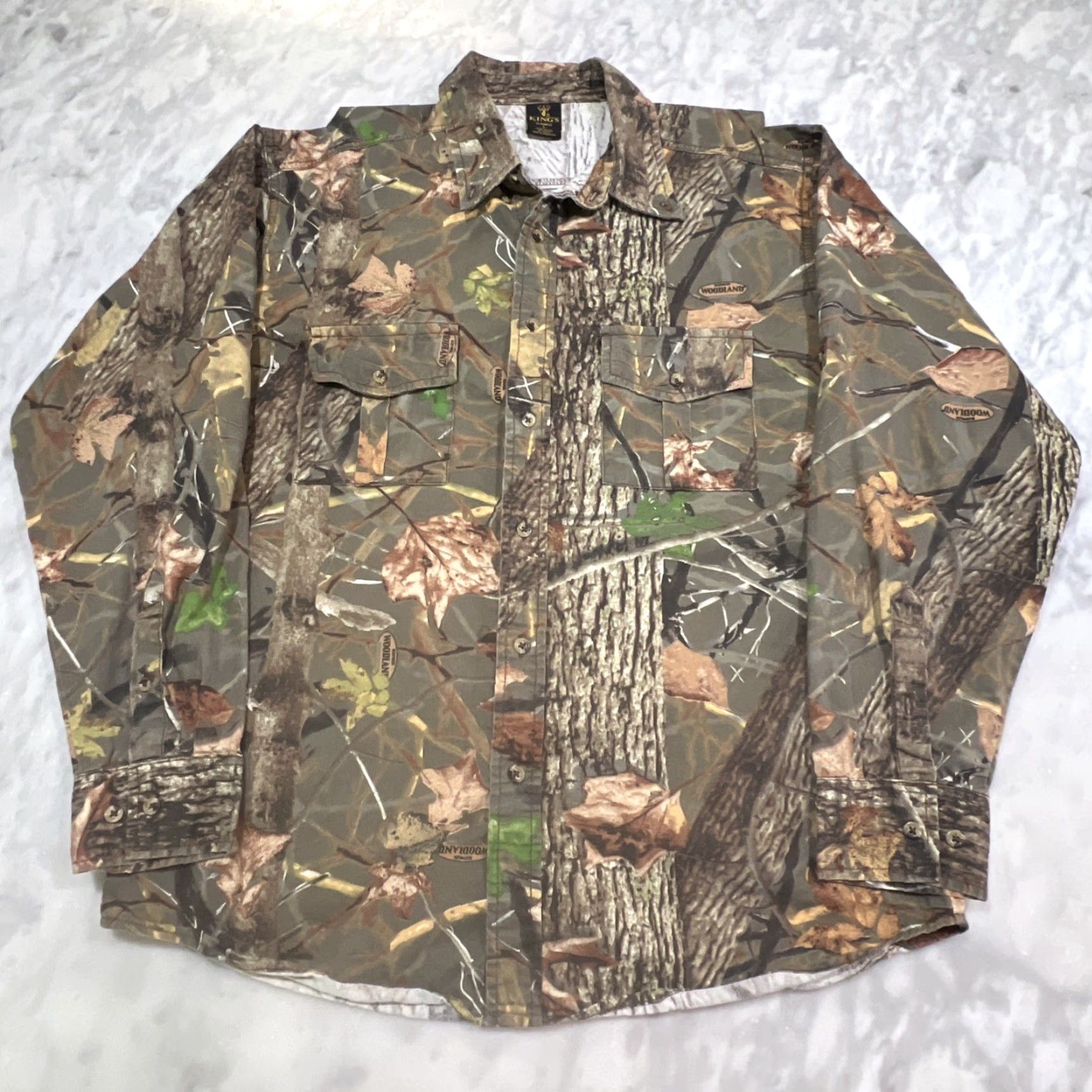 AMO Kings Camo Button Up Shirt Men's Large Long Sleeve Multicolor Camouflage Hunting Travel Size US L / EU 52-54 / 3 - 3 Thumbnail