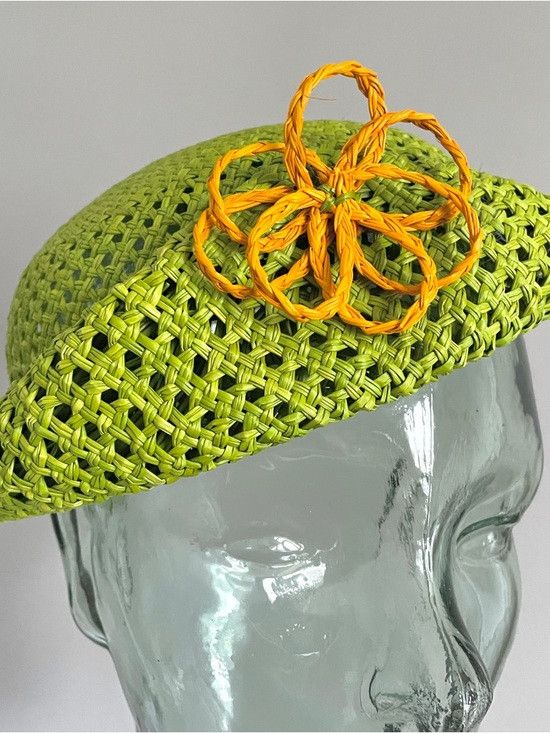Vintage Vintage Green Seagrass Straw Half Hat - One Size Size ONE SIZE - 3 Thumbnail