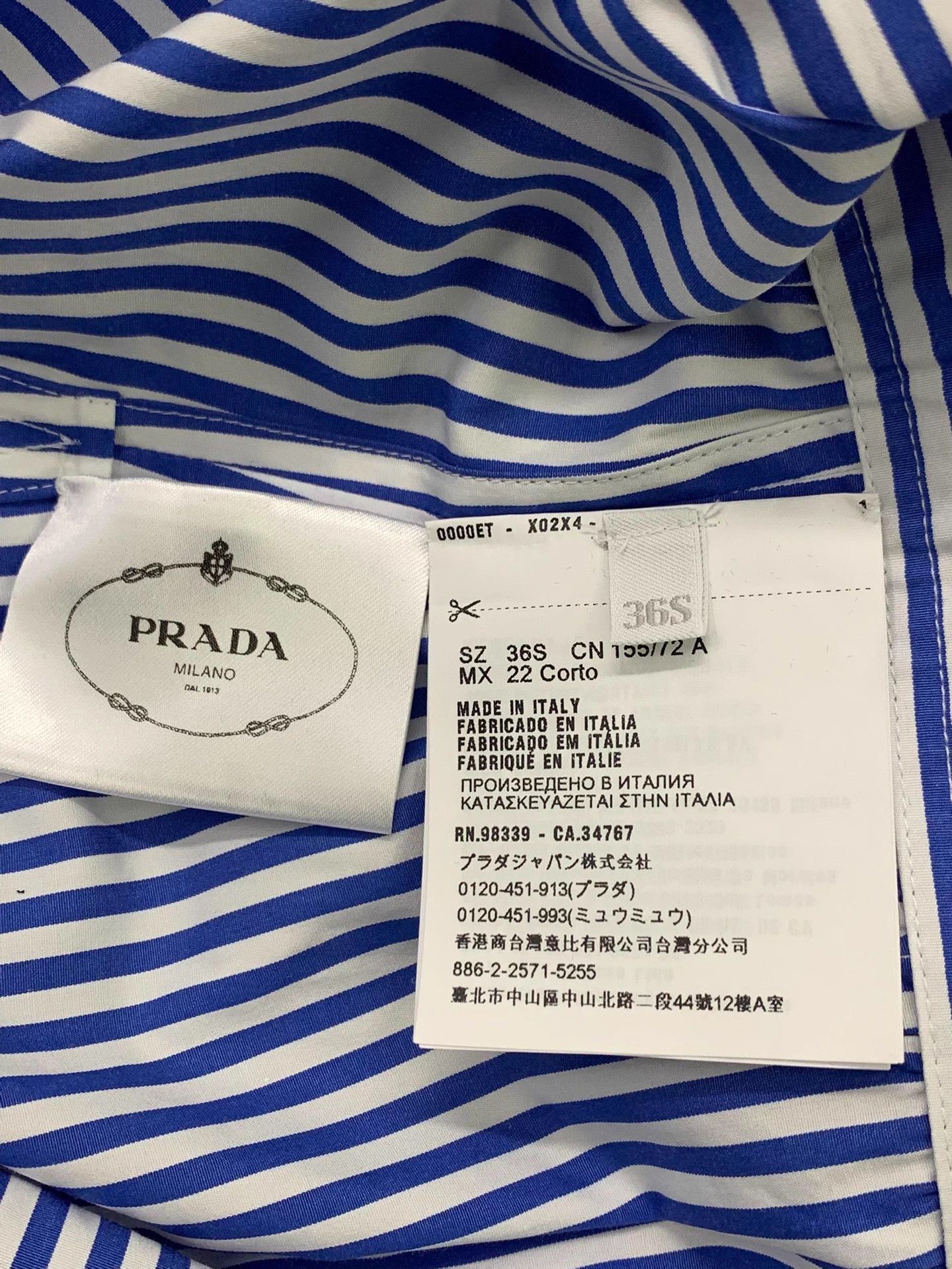 Prada Prada blue & white stripe shirtdress size 36 NWT Size XS / US 0-2 / IT 36-38 - 5 Thumbnail