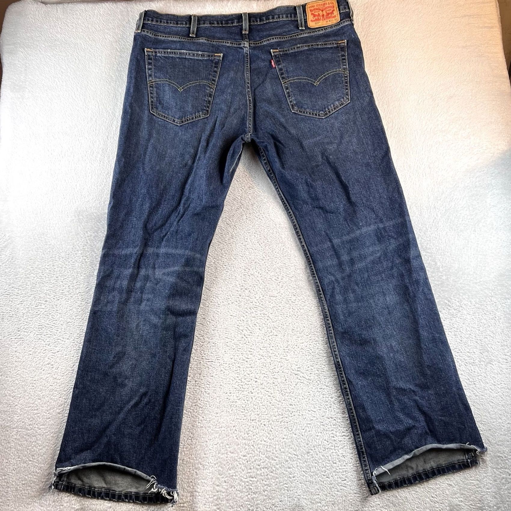 Levi's VINTAGE Levi’s 527 Bootcut Jeans Men 42x32 Blue Dark Distressed Cowboy Mens Jeans Distressed 42 32 Cowboy Theme Levi’s 527 Bootcut Jeans Men Size US 42 / EU 58 - 2 Thumbnail