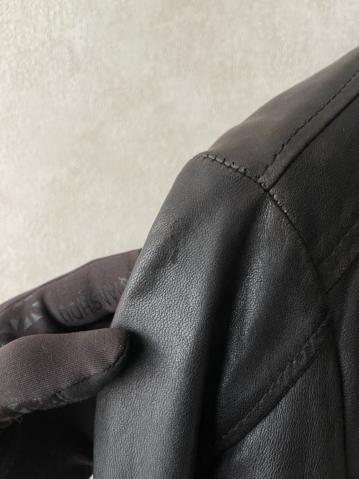 Imperial Vintage IMPERIAL Cropped Black Leather Bomber Jacket Italy Size S / US 4 / IT 40 - 4 Thumbnail