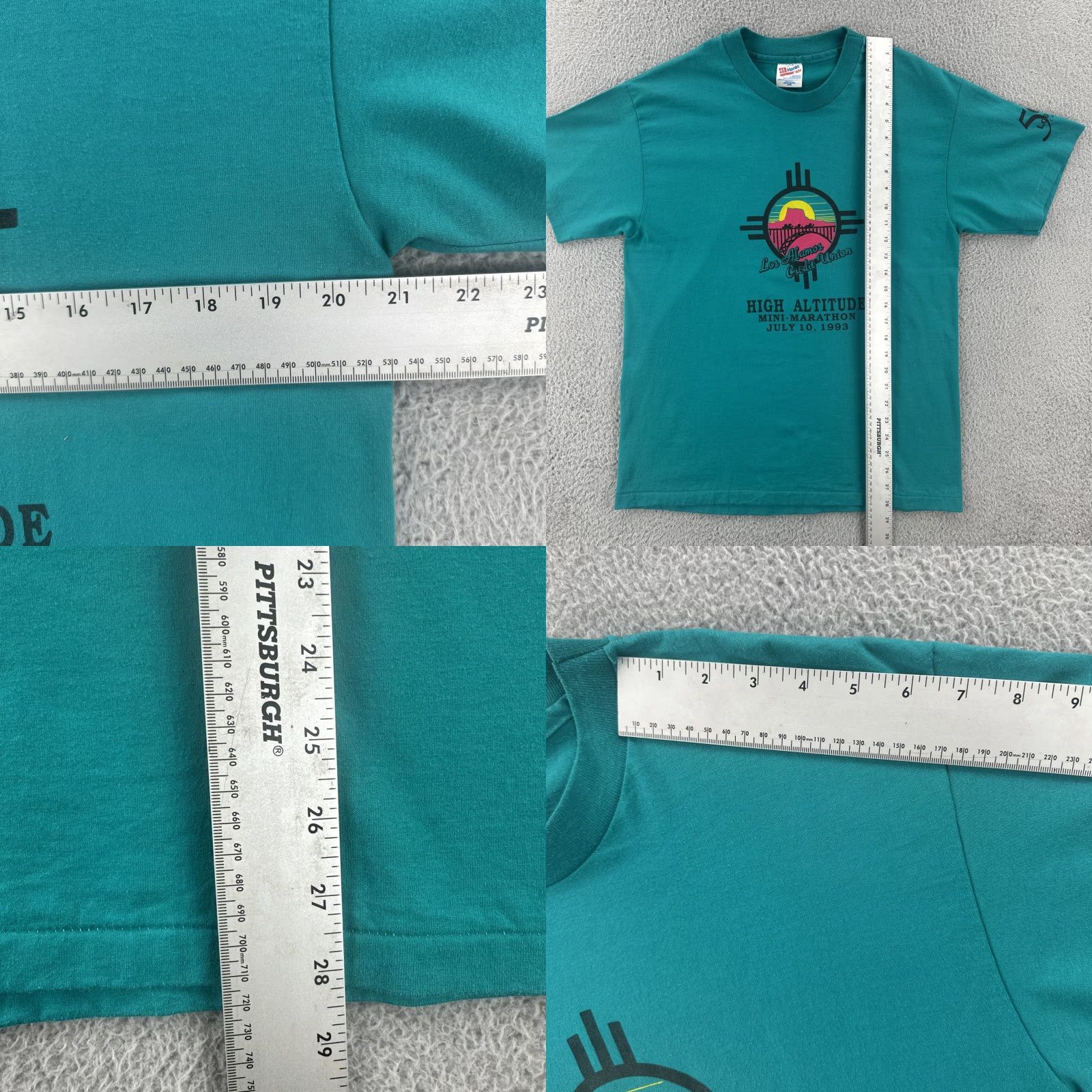 Hanes VINTAGE Hanes Shirt Mens L Green USA 1993 Los Alamos NM High Altitude Marathon Crew Neck Graphic Print Short Sleeve Size US L / EU 52-54 / 3 - 9 Thumbnail