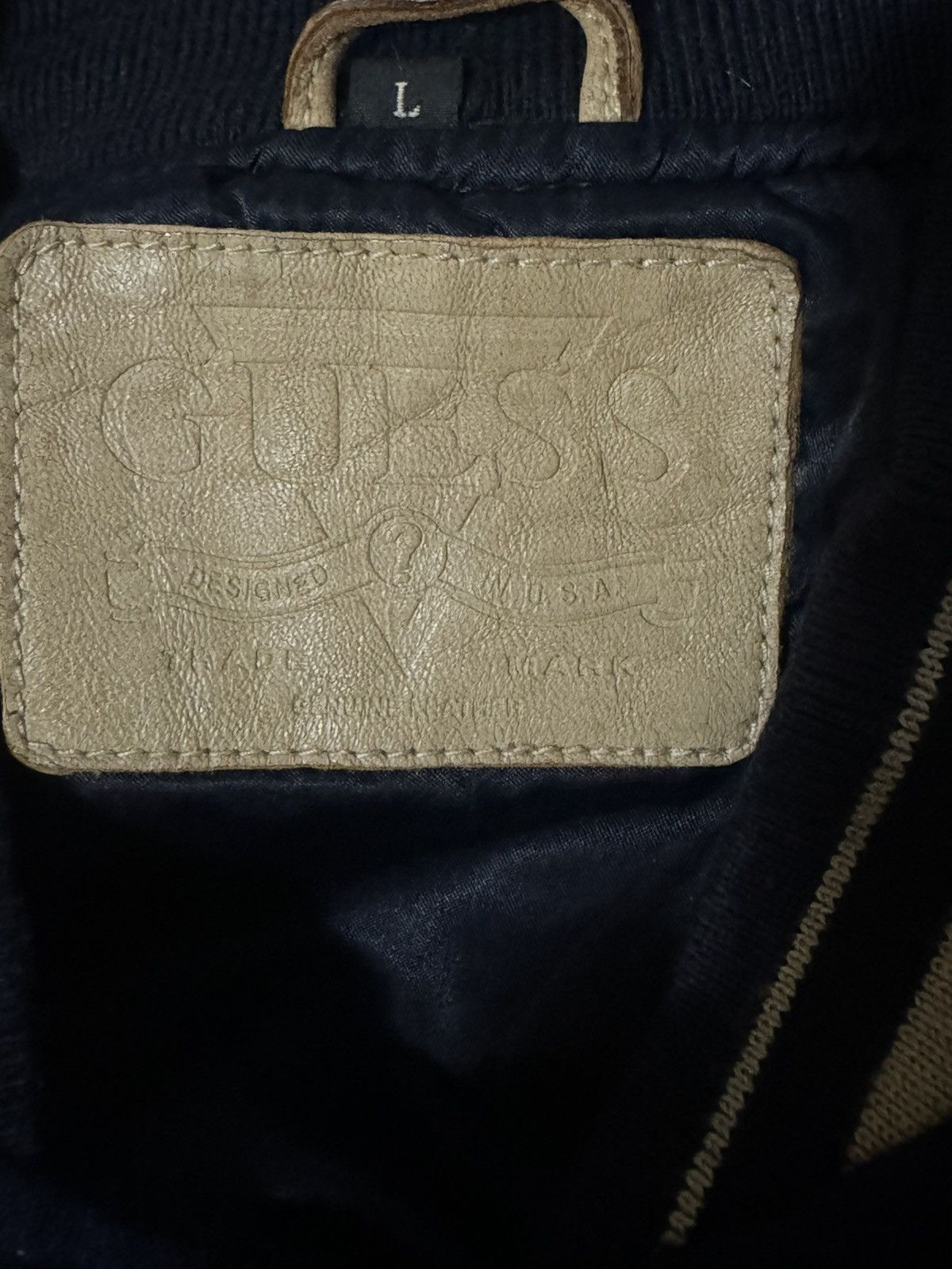 Guess Vintage Guess Leather Wool Varsity Indian Aztec Jacket Size US L / EU 52-54 / 3 - 3 Thumbnail