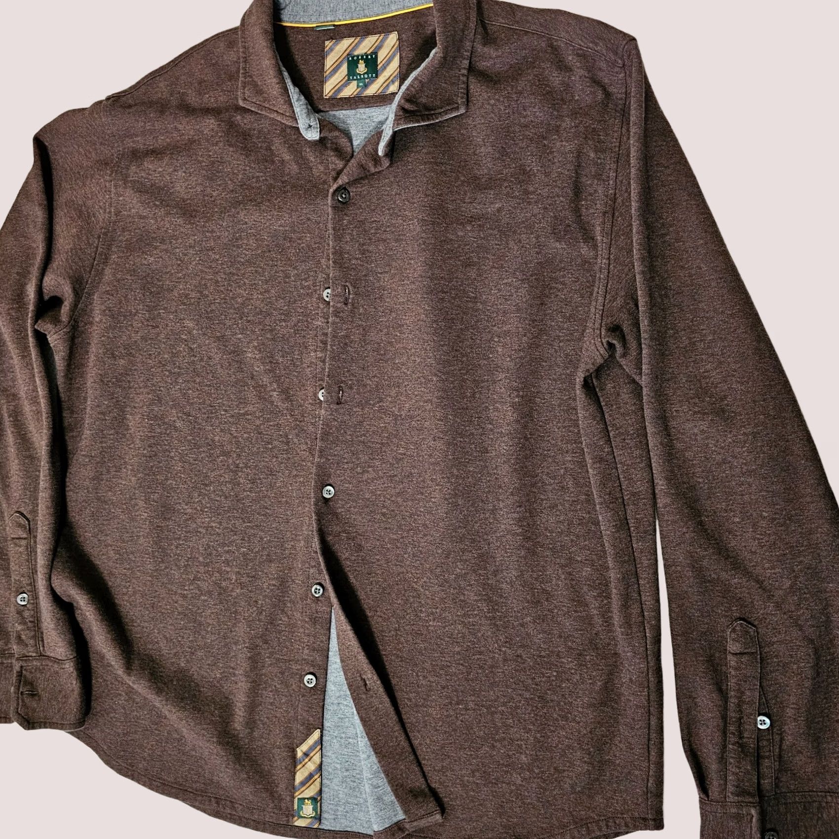 Robert Talbott Robert Talbott Sweatshirt Men's XL Brown Button Up Flip Cuff Pima Knit Zipper Collared Size US XL / EU 56 / 4 - 1 Thumbnail