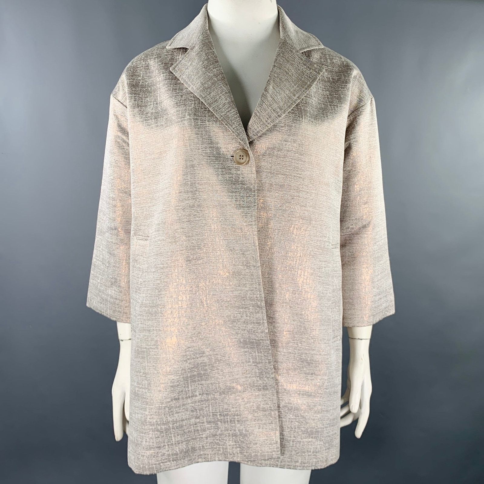 Other Pink Rose Gold Cotton Blend Shiny Single Button Coat Size L / US 10 / IT 46 - 1 Thumbnail