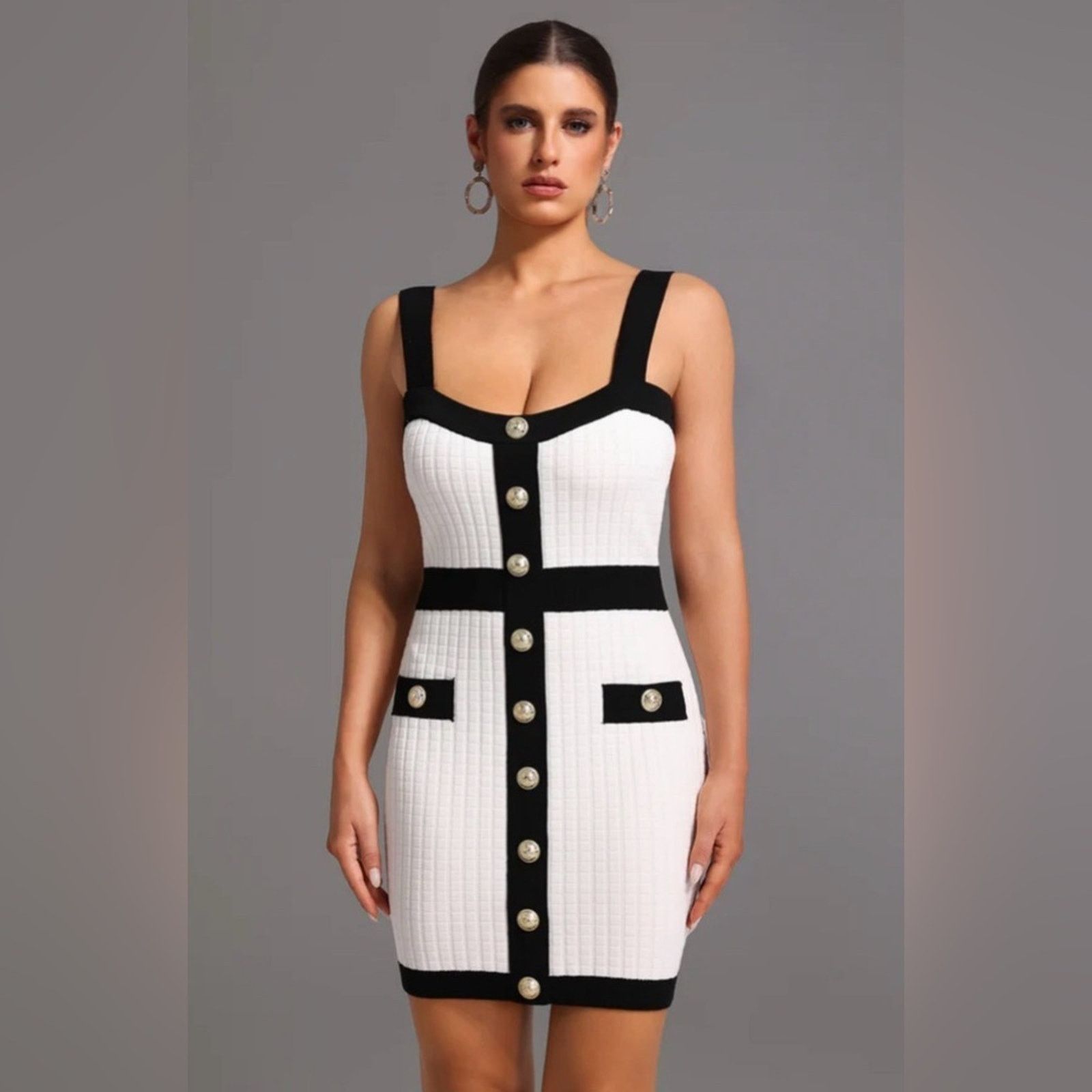 Other Classy Black and White Bodycon Dress size M Size M / US 6-8 / IT 42-44 - 1 Thumbnail