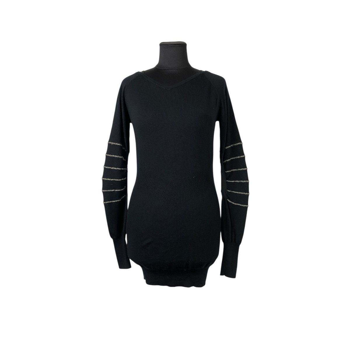 M+FG Long Sleeve With Gold Stripes Wool Stretch Dress