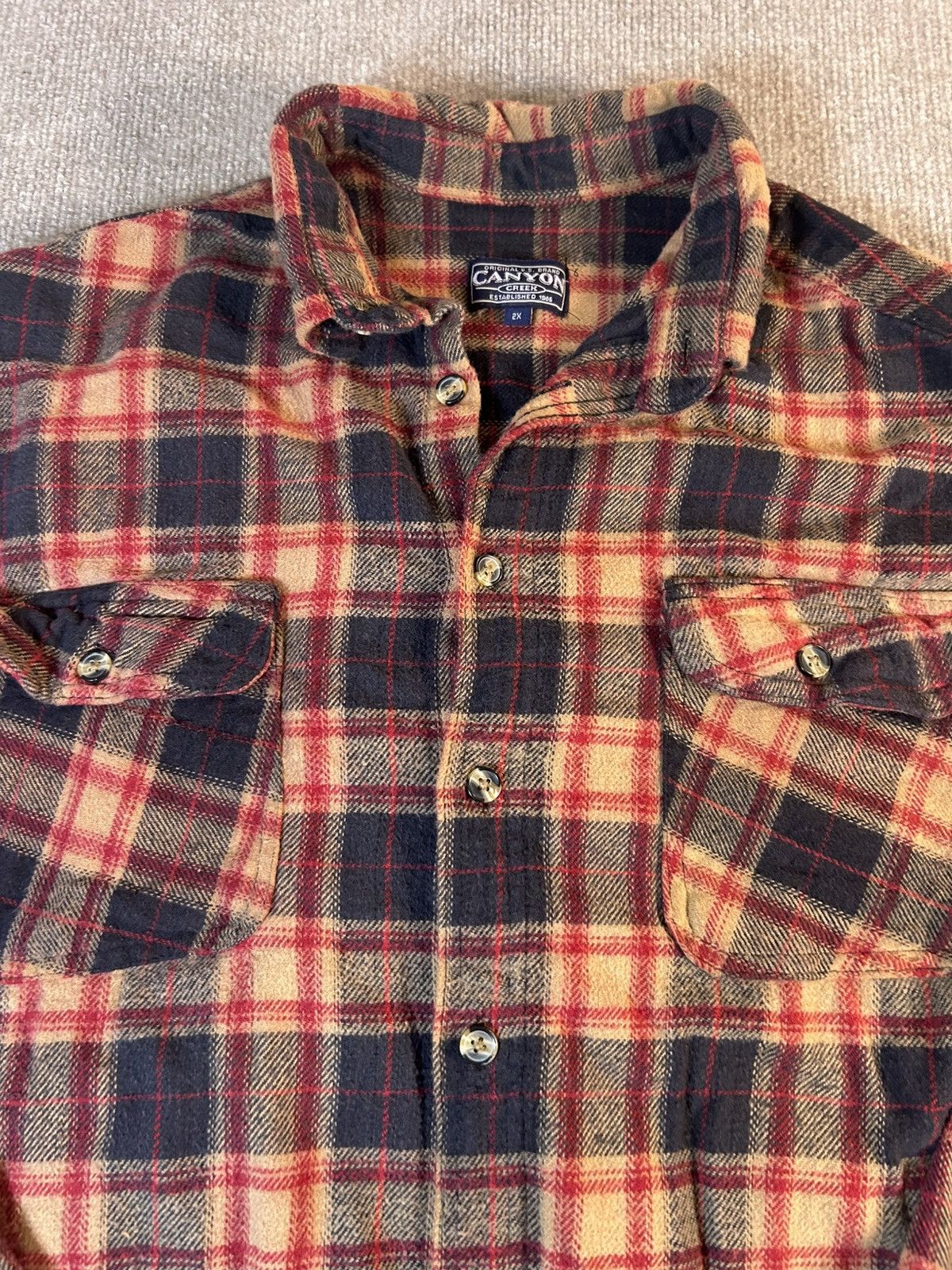 Other Canyon Creek Plaid Flannel 2X Long Sleeve Red Black Yellow Size US XXL / EU 58 / 5 - 2 Thumbnail