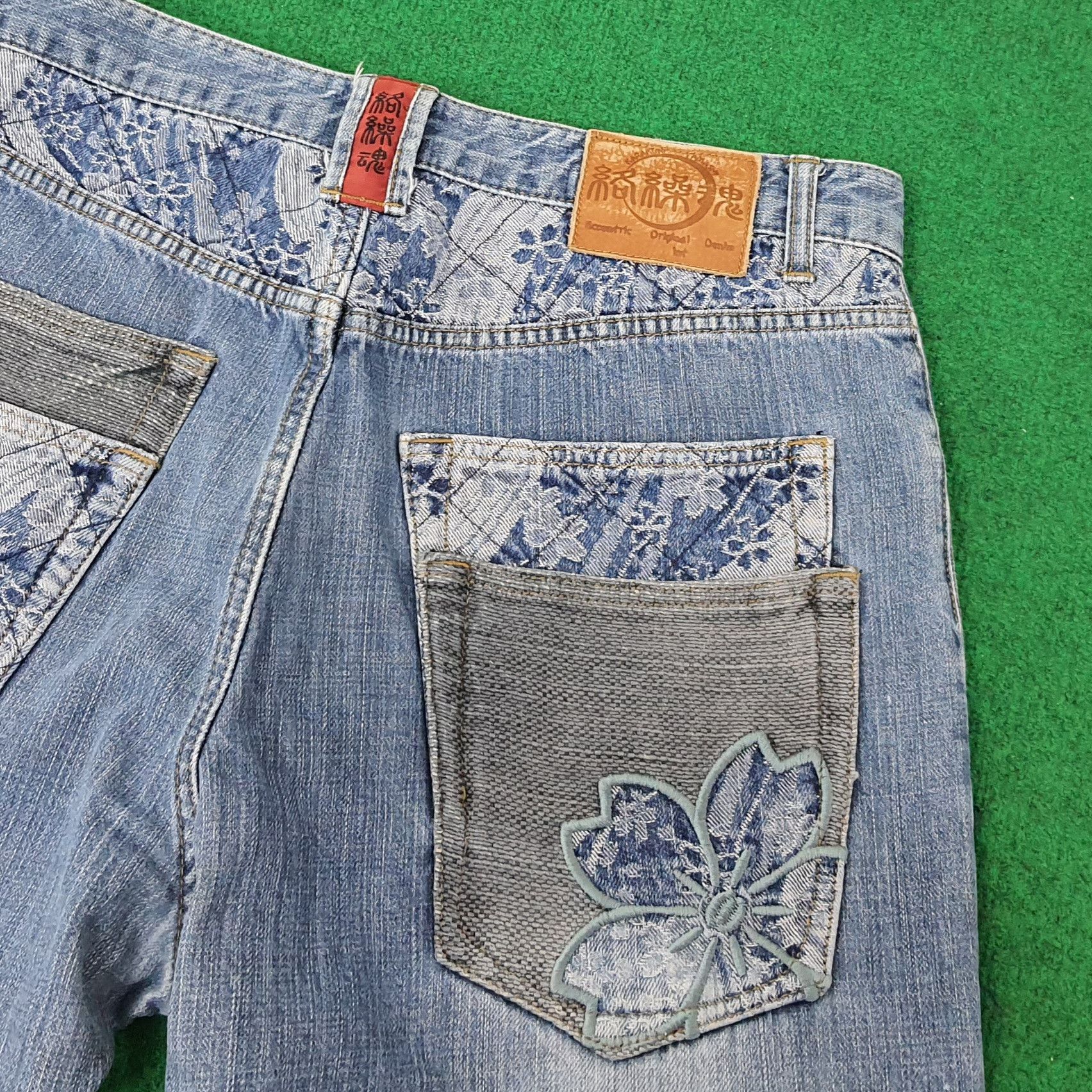 Japanese Brand Vintage Karakuri Tamashii Traditional Embroidery C252N29 Size US 33 - 4 Thumbnail