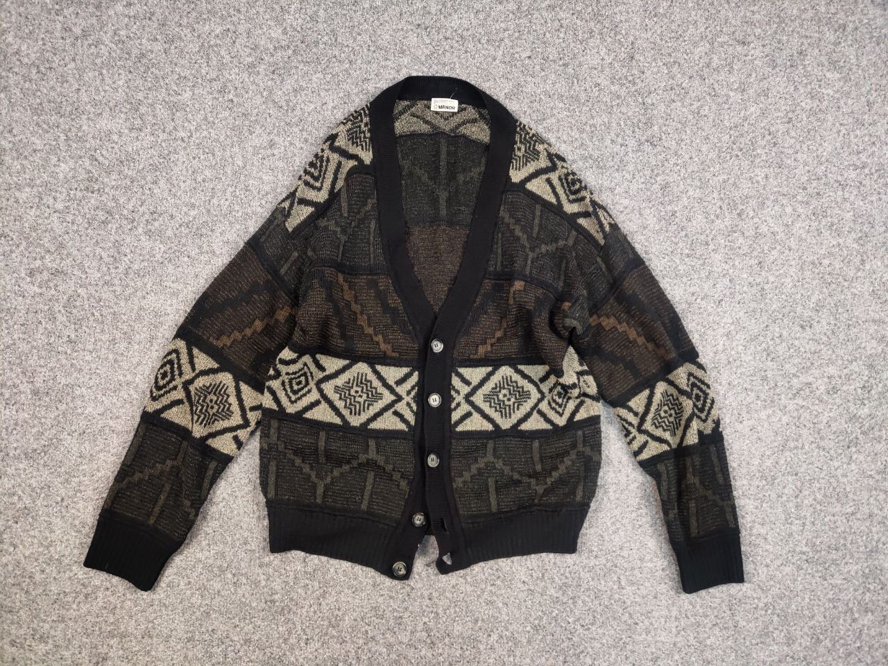 Japanese Brand Vintage 90's Japanese Style Knit Art Dark Pattern Cardigan Size US M / EU 48-50 / 2 - 12 Thumbnail