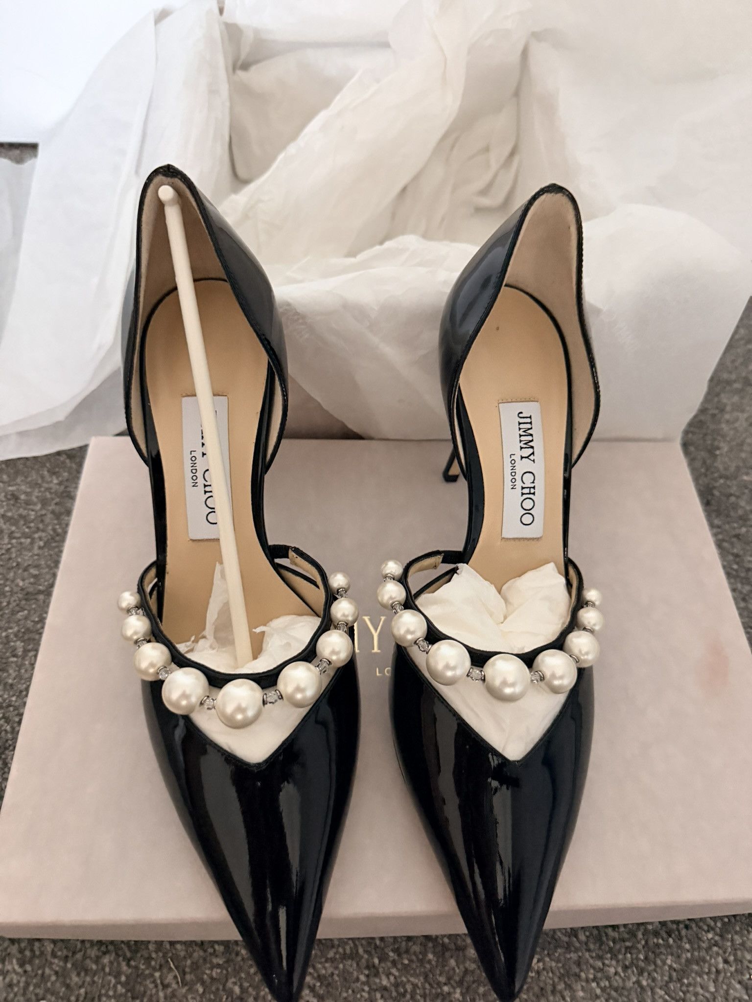 Jimmy Choo Jimmy Choo Aurelie 85 l 39 Black/ White Size US 9 / IT 39 - 3 Thumbnail